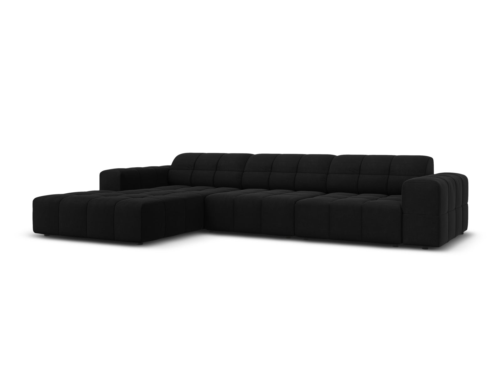 Chicago Velour Ecksofa links 4 Sitzer 166cm in Black präsentiert im Onlineshop von KAQTU Design AG. Ecksofa links ist von Cosmopolitan Design