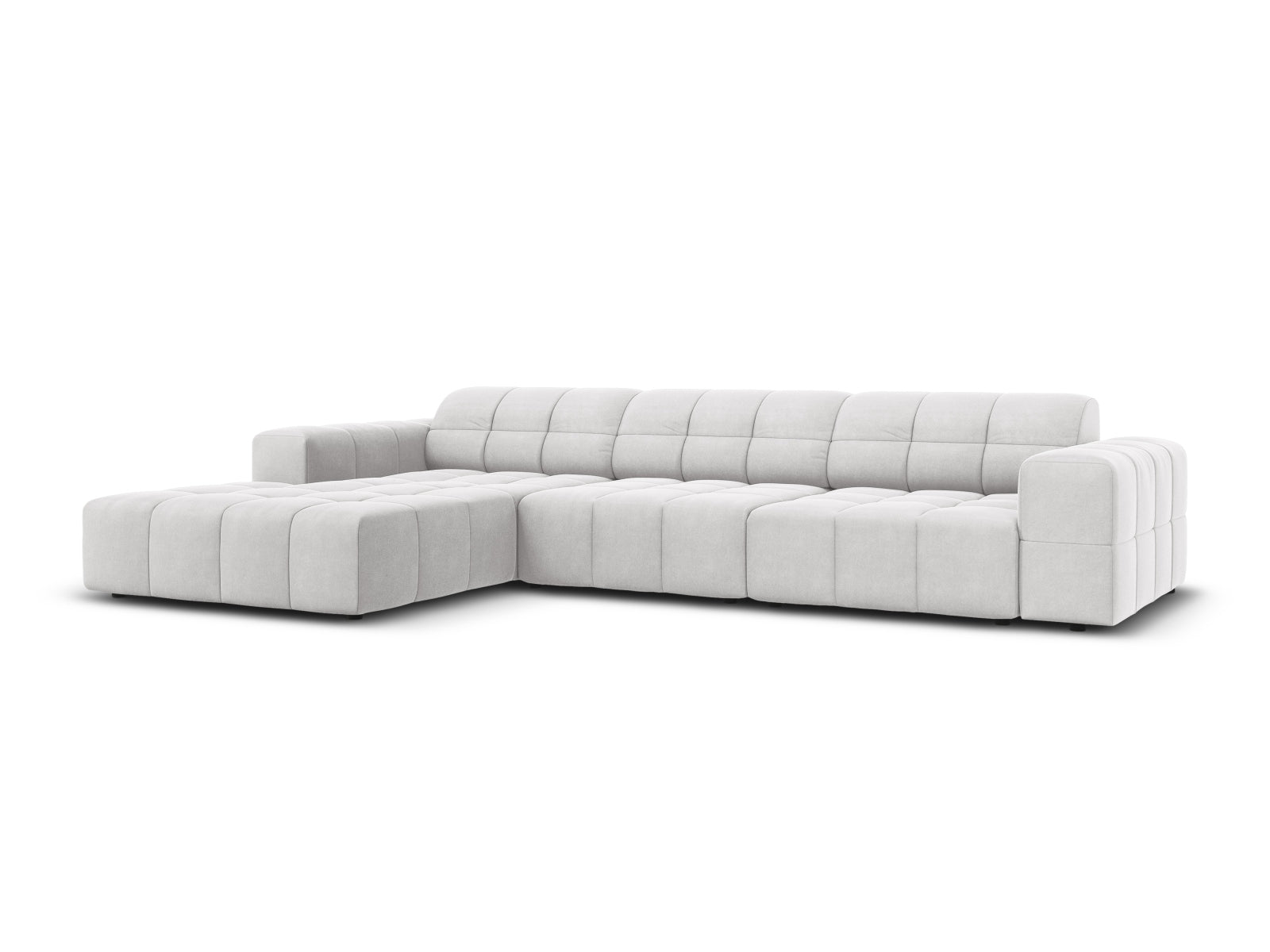 Chicago Velour Ecksofa links 4 Sitzer 166cm in Silver präsentiert im Onlineshop von KAQTU Design AG. Ecksofa links ist von Cosmopolitan Design