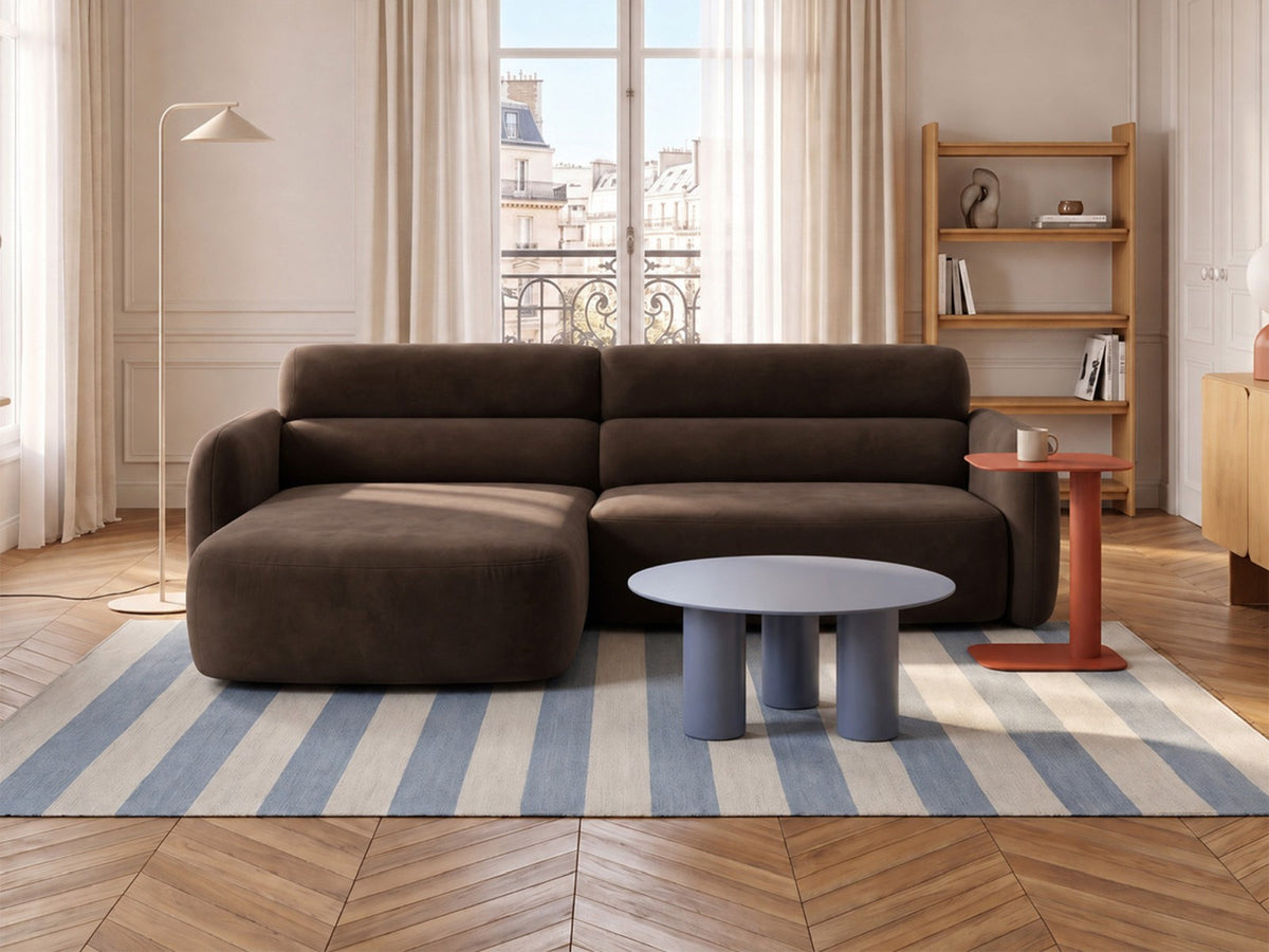 Ecksofa links Malmo von Cosmopolitan Design mit Bluvel-Bezug und flachen schwarzen Beinen