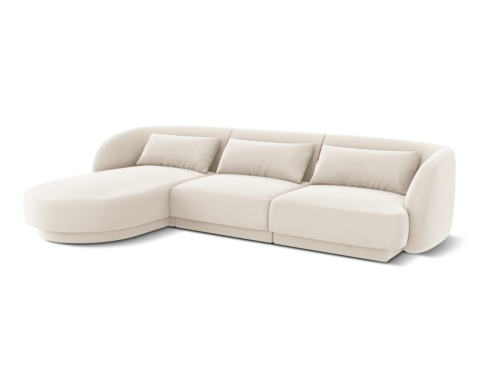 Tulum Velour Ecksofa links 4 Sitzer 156cm in Light Beige präsentiert im Onlineshop von KAQTU Design AG. Ecksofa links ist von Cosmopolitan Design