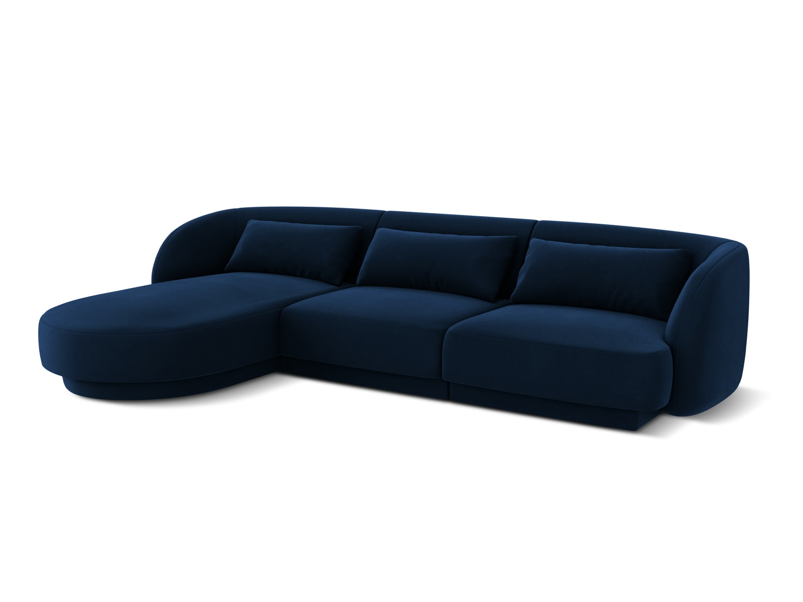 Modernes Tulum Velour Ecksofa links in Royal Blue, perfekt für gemütliche Wohnzimmer. 4-Sitzer von Cosmopolitan Design für stilvolle Akzente.