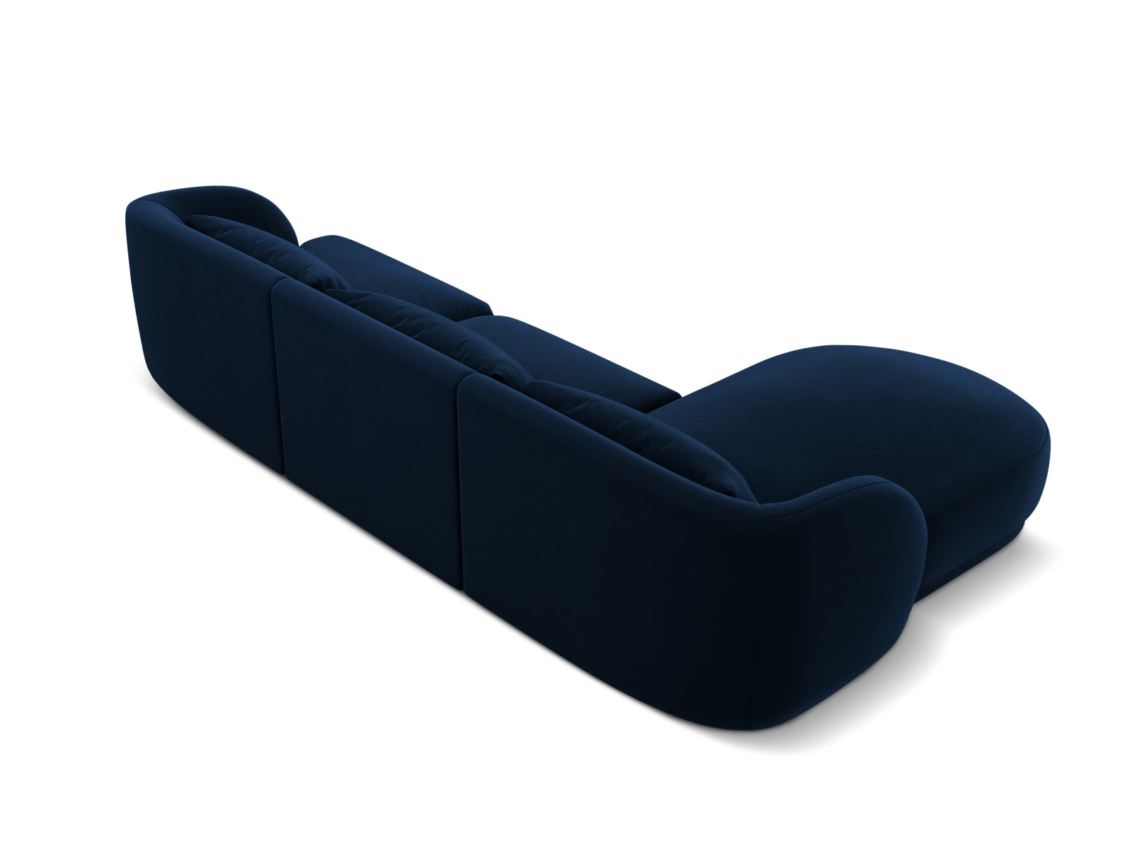 Elegantes Tulum Velour Ecksofa links in Royal Blue, ideal für stilvolle Wohnräume. 4-Sitzer von Cosmopolitan Design für Komfort und Design.