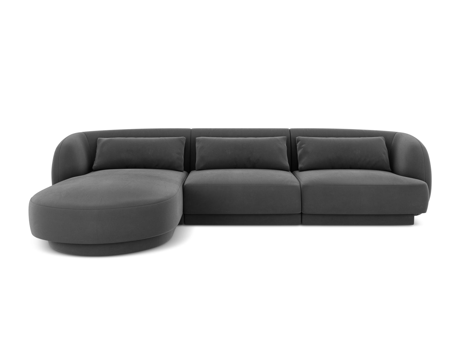 Tulum Velour Ecksofa links 4 Sitzer 156cm in Grey-Bluvel präsentiert im Onlineshop von KAQTU Design AG. L-Sofa links ist von Cosmopolitan Design