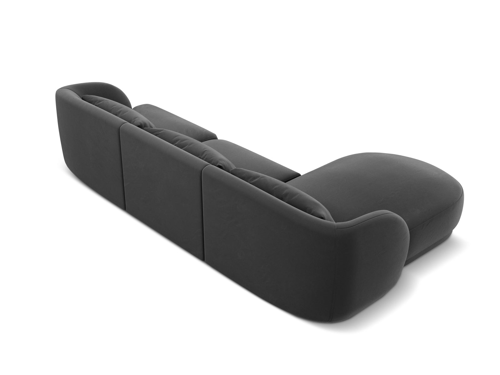 Elegantes Tulum Velour Ecksofa links in Grau-Blau, ideal für stilvolle Wohnräume. 4-Sitzer von Cosmopolitan Design für Komfort und Design.