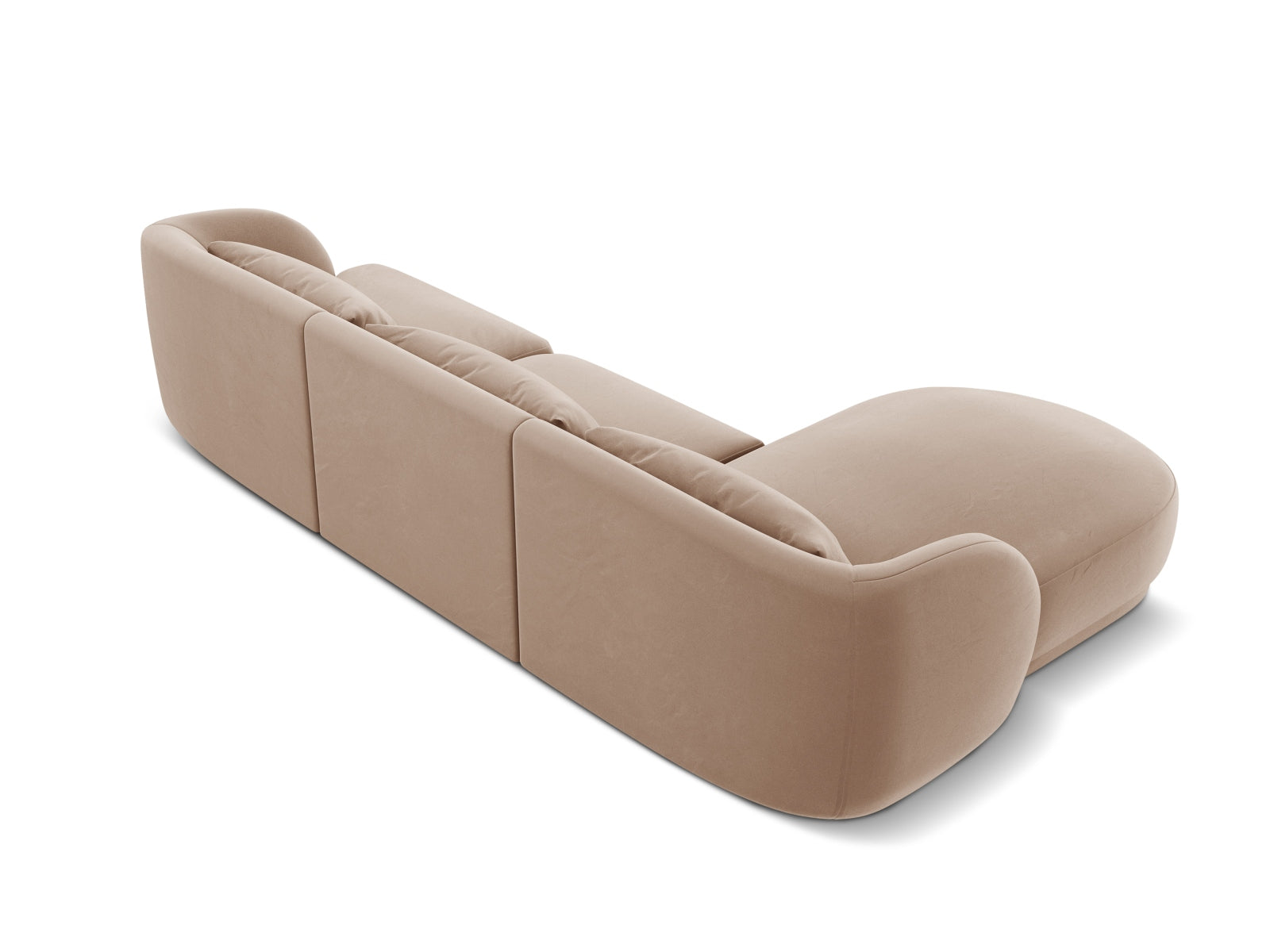 Beige Tulum Velour Ecksofa links, 4-Sitzer, 156 cm, stilvolles und komfortables Möbelstück für Ihr Zuhause von Cosmopolitan Design.