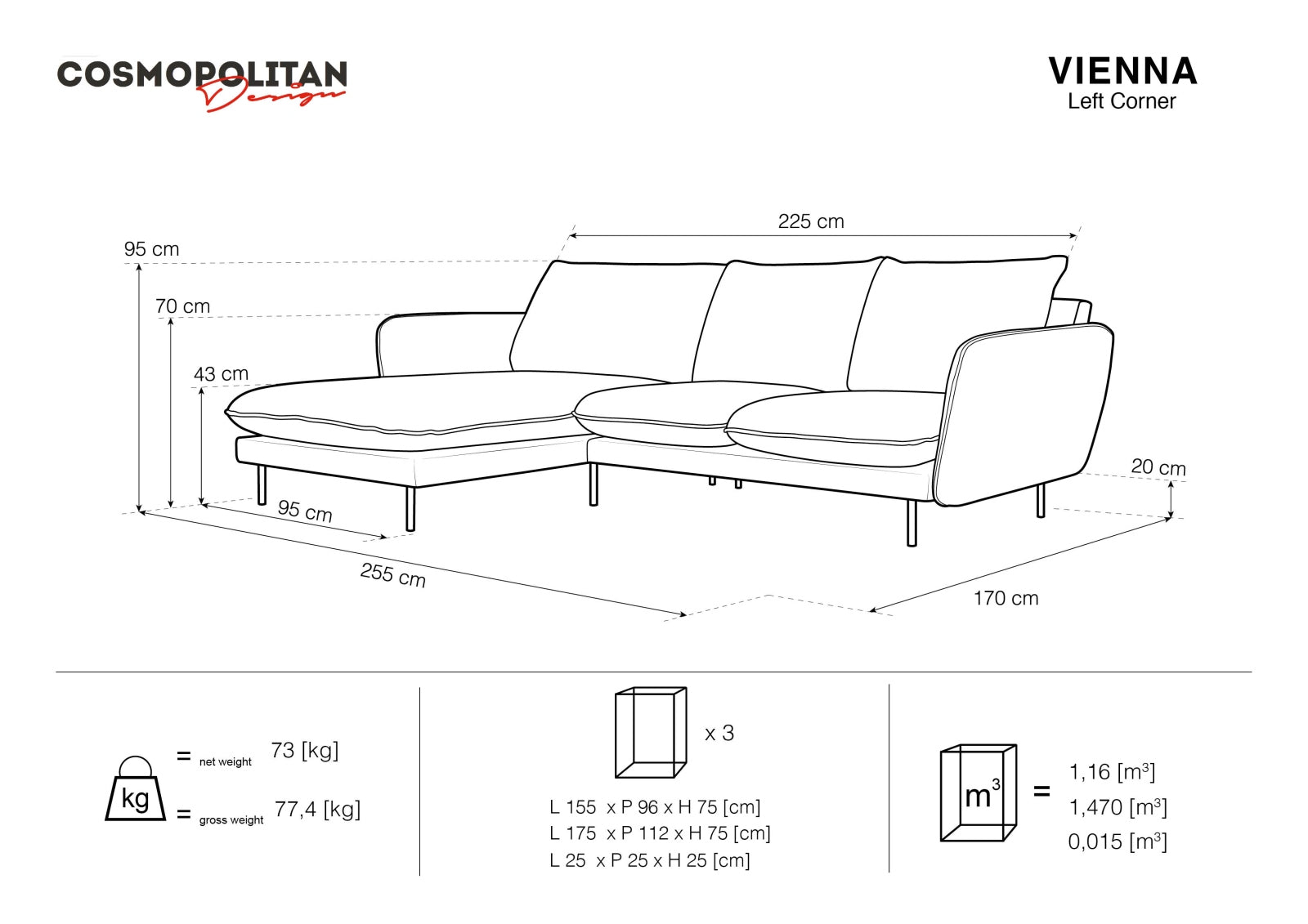 Elegantes linksseitiges Ecksofa in neutralen Beige- und Schwarznuancen, ideal für stilvolle und einladende Wohnräume.