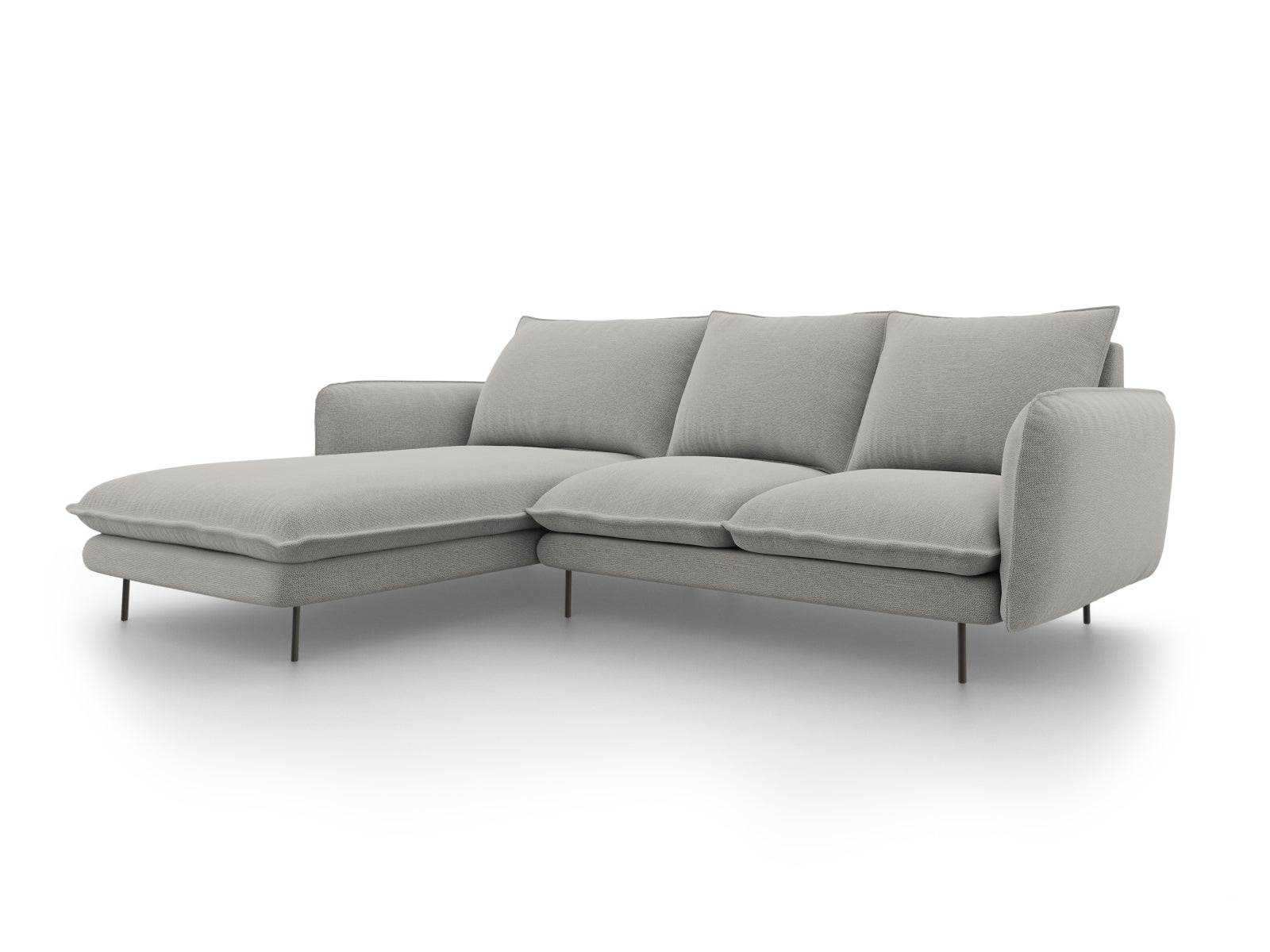 Vienna Ecksofa links 5 Sitzer 170cm in Light Grey/Schwarz-Asgard/ Positano präsentiert im Onlineshop von KAQTU Design AG. L-Sofa links ist von Cosmopolitan Design