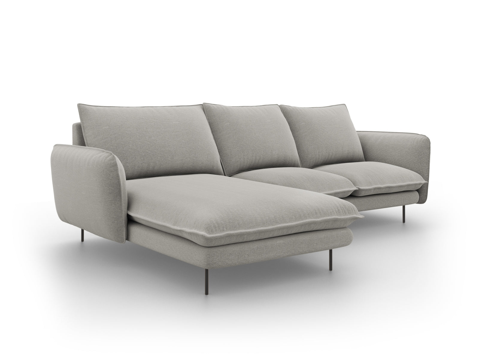 Modernes L-Sofa links, 5 Sitzer, 170cm, in elegantem Light Grey/Schwarz-Asgard, perfekt für stilvolle Wohnzimmergestaltung.
