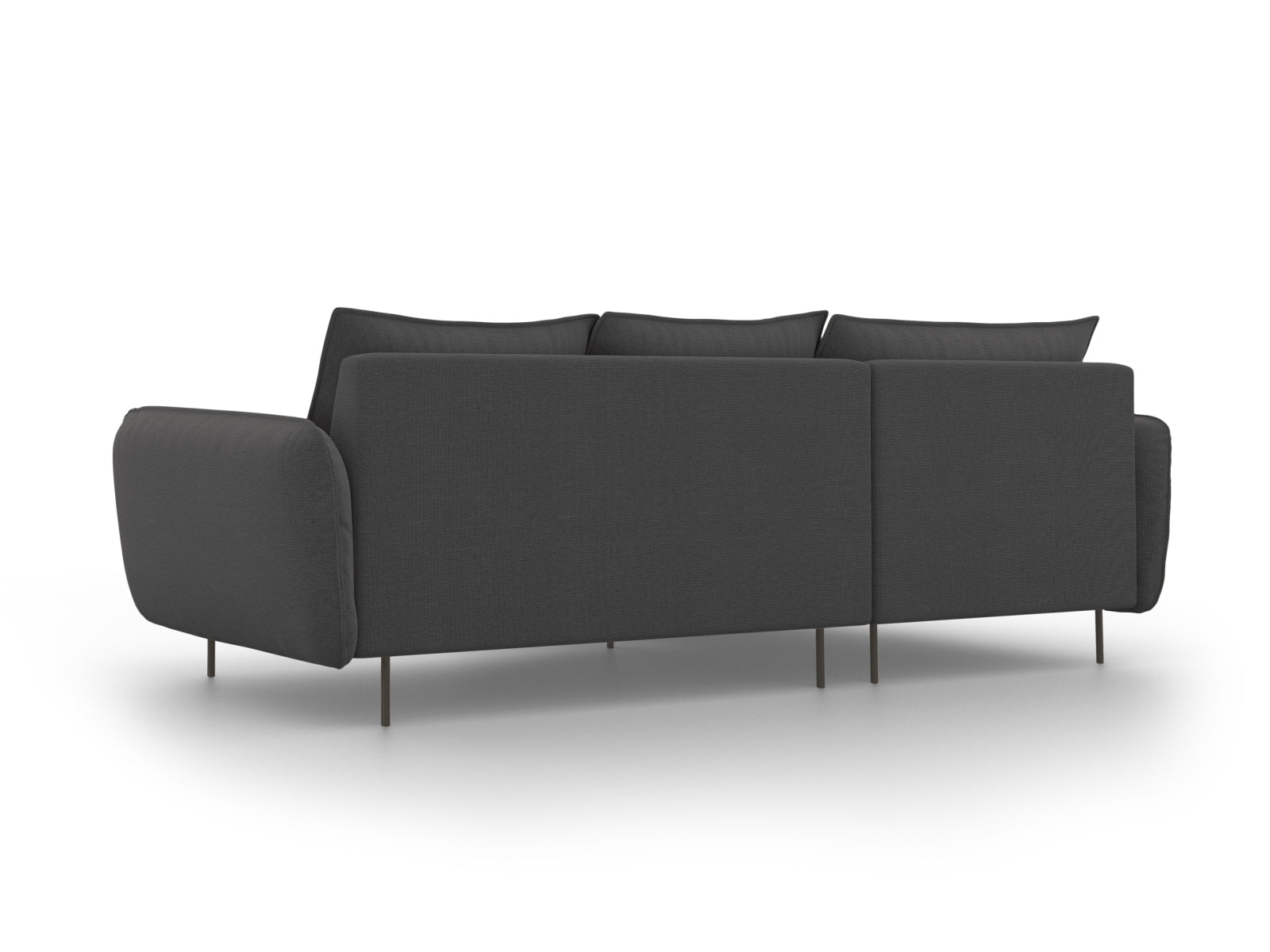 Stylisches 5-Sitzer Ecksofa links in Dunkelgrau/Schwarz-Positano, ideal für stilvolle Wohnräume und entspannte Abende.