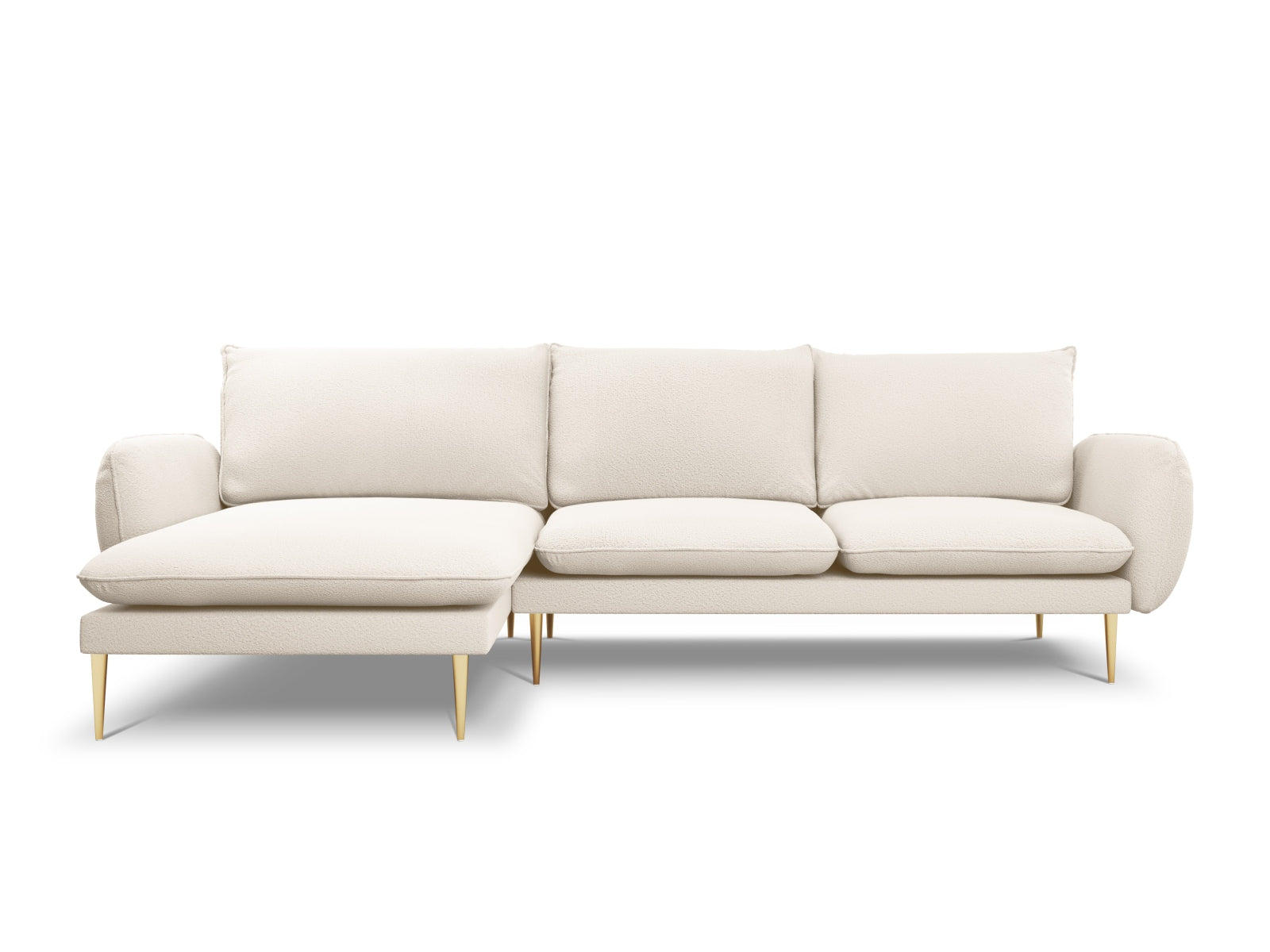 Stilvolles 5-Sitzer Ecksofa in hochwertigem Boucle-Stoff. Perfekt für gesellige Abende und modernes Wohnen. Entdecken Sie Komfort und Eleganz!