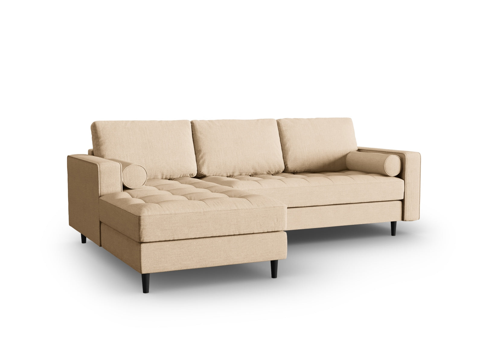 Beige-Melva 4-Sitzer Ecksofa links Aspen von Cosmopolitan Design, stilvolles und modernes Möbelstück für Ihr Wohnzimmer.