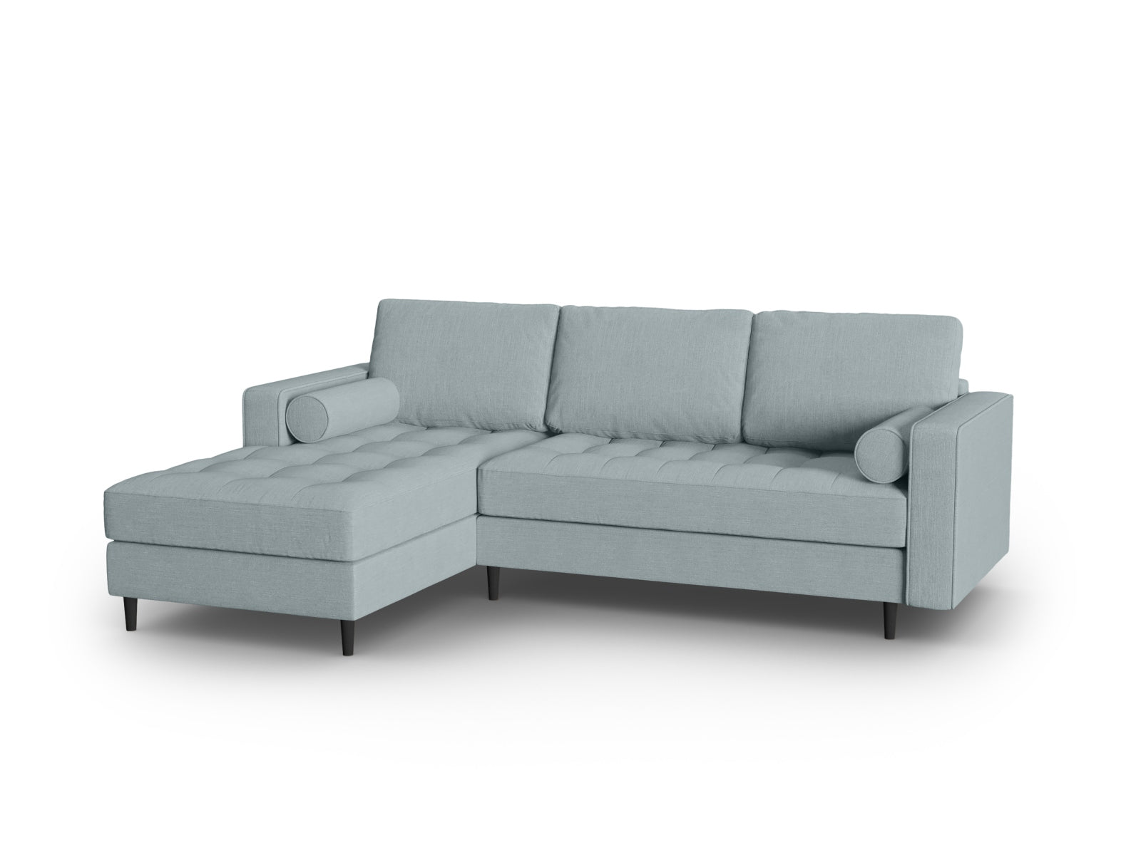 Modernes 4-Sitzer Ecksofa links Aspen in ansprechendem Blue-Melva, perfekt für stilvolle Wohnzimmer, von Cosmopolitan Design.