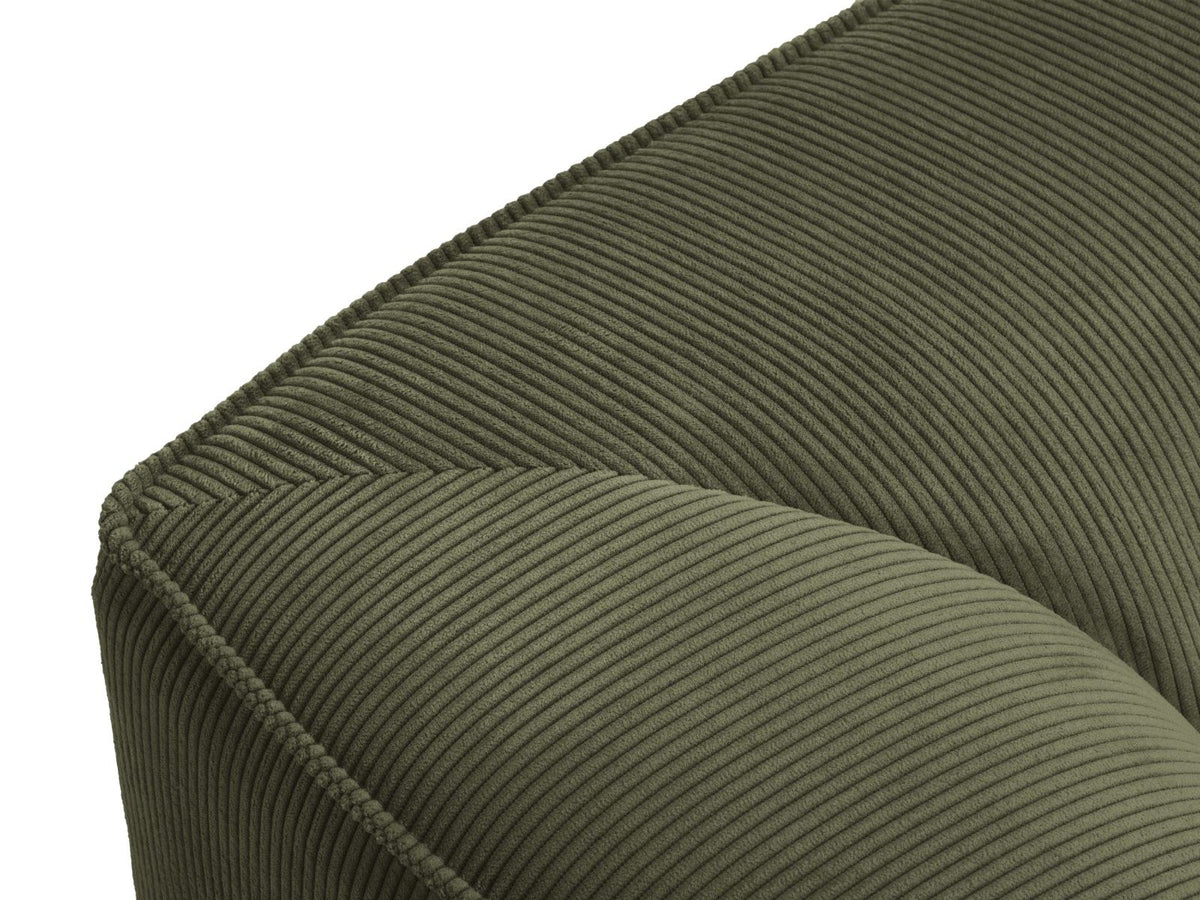 Modulares Ecksofa links Siena in Dark Grey-Scala mit strukturiertem Cordstoff, Massivholzrahmen und schwarzen Kunststoffbeinen, 5-Sitzer 180cm.