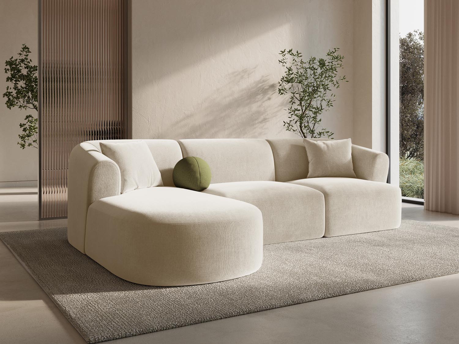Entdecken Sie das stilvolle Campi Velour Modular Ecksofa links 4 Sitzer von Cosmopolitan Design – perfekt für Ihr modernes Wohnzimmer, flexibel und bequem.