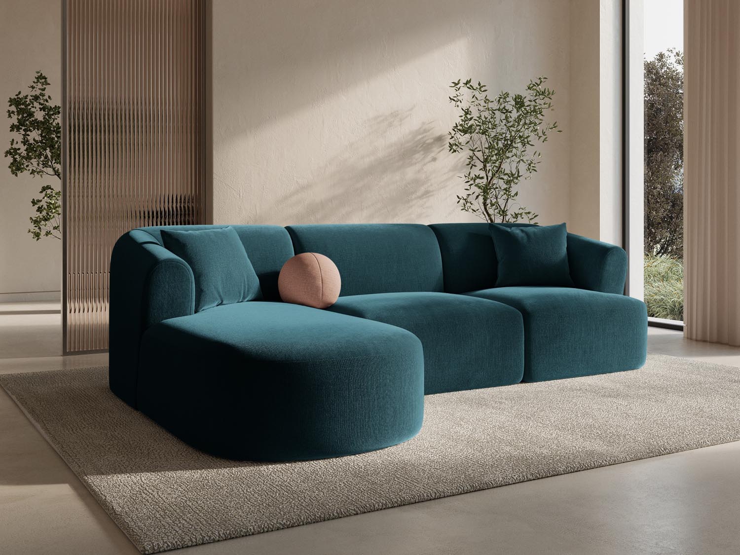 Entdecken Sie das stilvolle Campi Velour Modular Ecksofa links 4 Sitzer von Cosmopolitan Design – perfekt für Ihr modernes Wohnzimmer, flexibel und bequem.