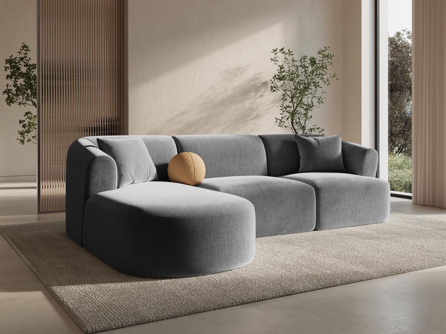 Entdecken Sie das stilvolle Campi Velour Modular Ecksofa links 4 Sitzer von Cosmopolitan Design – perfekt für Ihr modernes Wohnzimmer, flexibel und bequem.