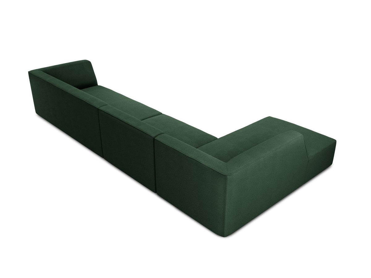 Modulares Ecksofa links Siena in Dark Grey-Scala mit strukturiertem Cordstoff, Massivholzrahmen und schwarzen Kunststoffbeinen, 5-Sitzer 180cm.