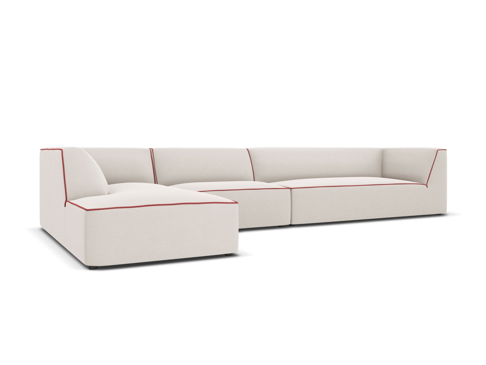 Oslo Modulares Ecksofa links 5 Sitzer in Grey Beige Melange, Terracotta präsentiert im Onlineshop von KAQTU Design AG. Ecksofa links ist von Cosmopolitan Design