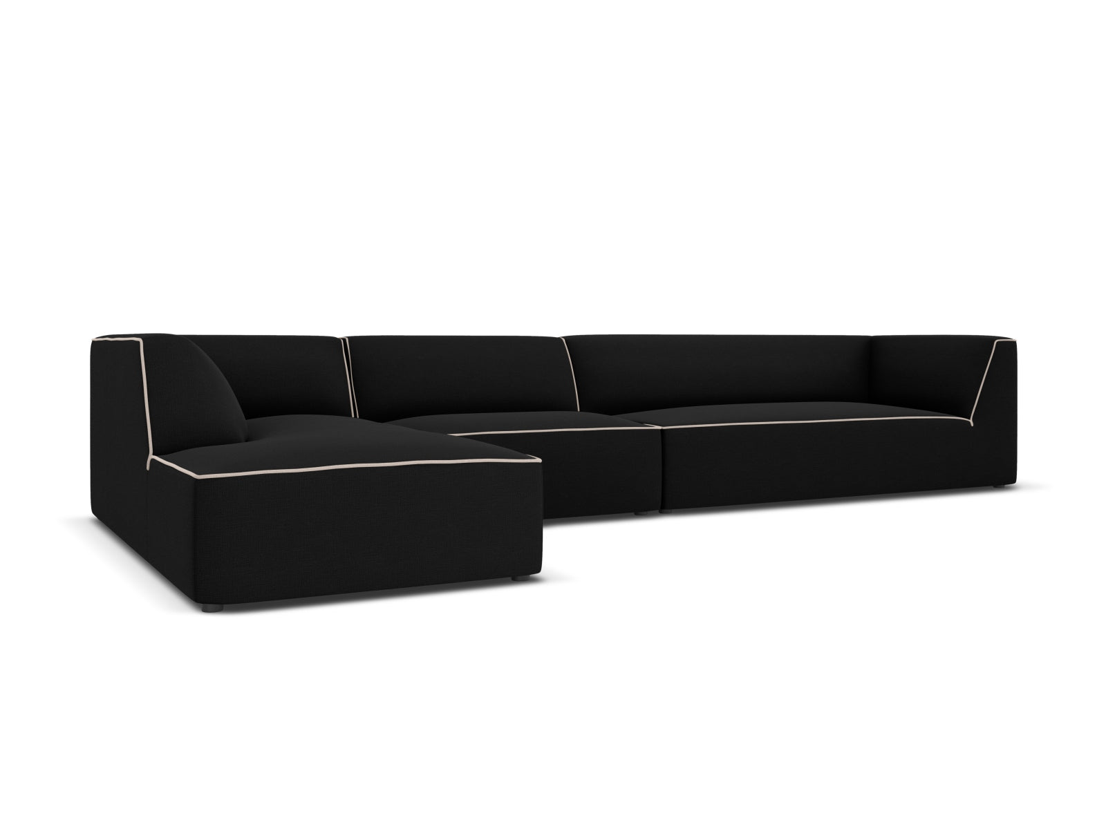 Oslo Modulares Ecksofa links 5 Sitzer in Black, Grey Beige Melange präsentiert im Onlineshop von KAQTU Design AG. Ecksofa links ist von Cosmopolitan Design