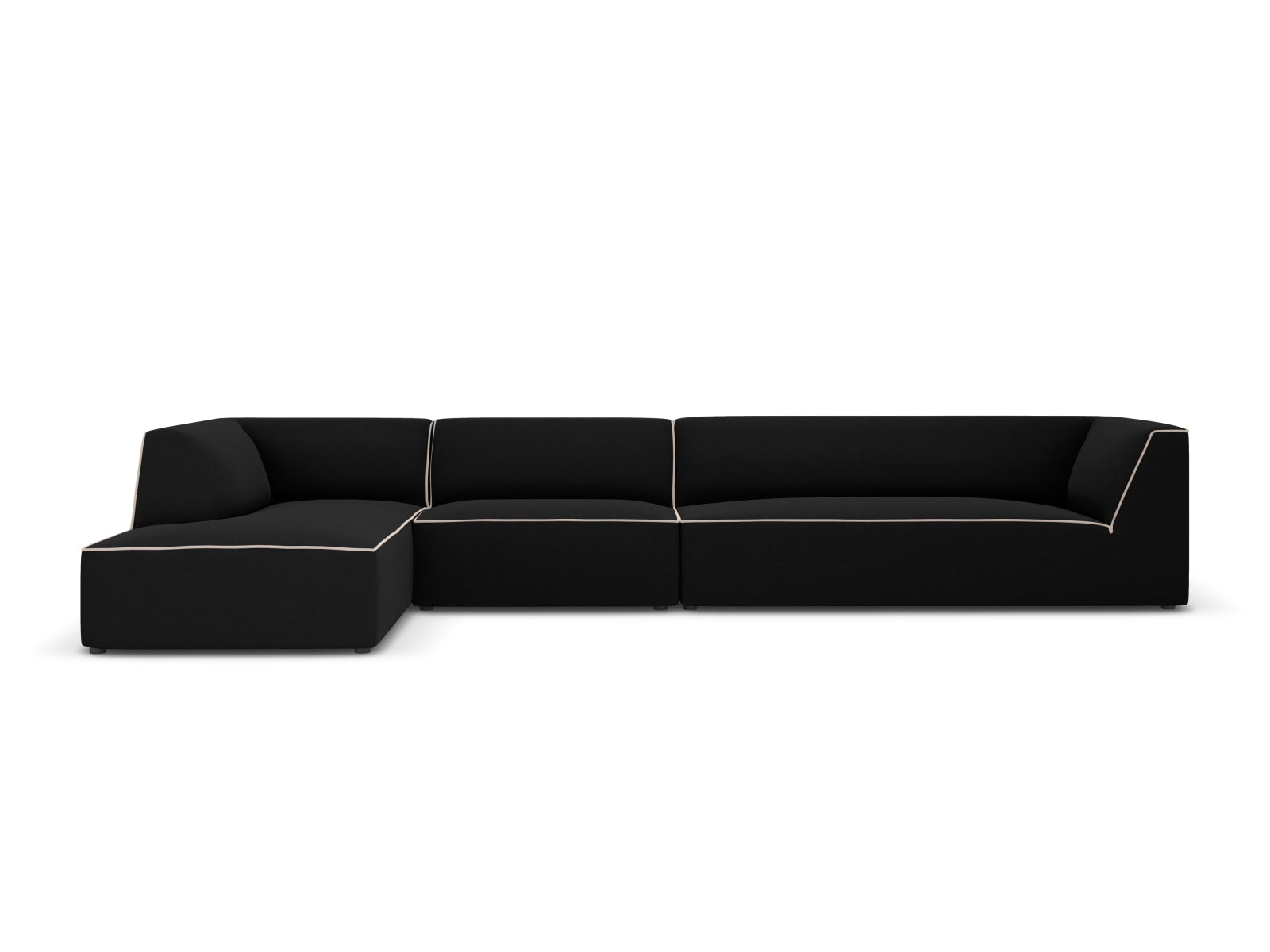 Oslo Modulares Ecksofa links 5 Sitzer in Black, Grey Beige Melange präsentiert im Onlineshop von KAQTU Design AG. Ecksofa links ist von Cosmopolitan Design
