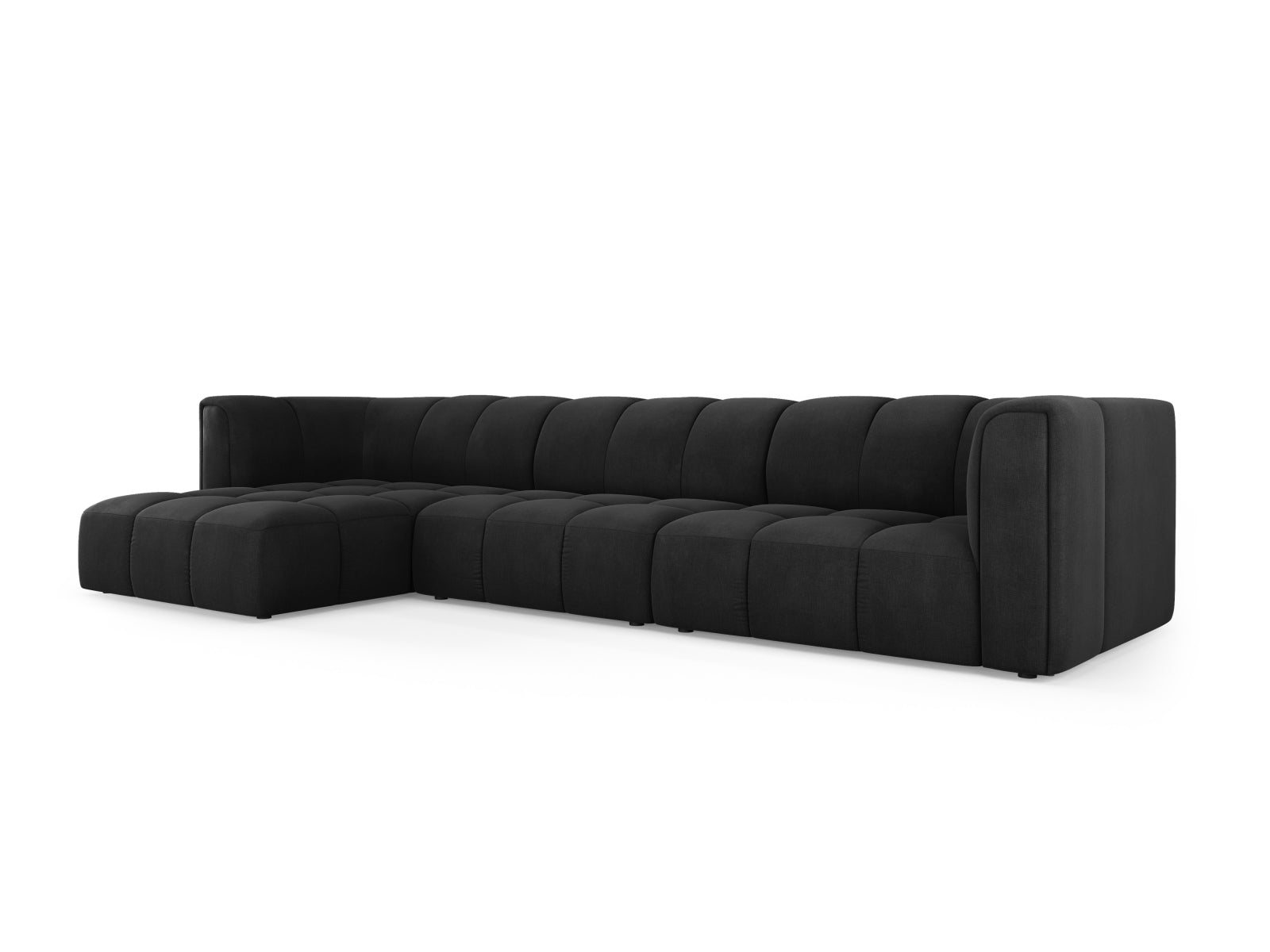 Modulares 5-Sitzer Ecksofa Moritz in stilvollem Black-Rebel, ideal für moderne Wohnräume, präsentiert von Cosmopolitan Design.