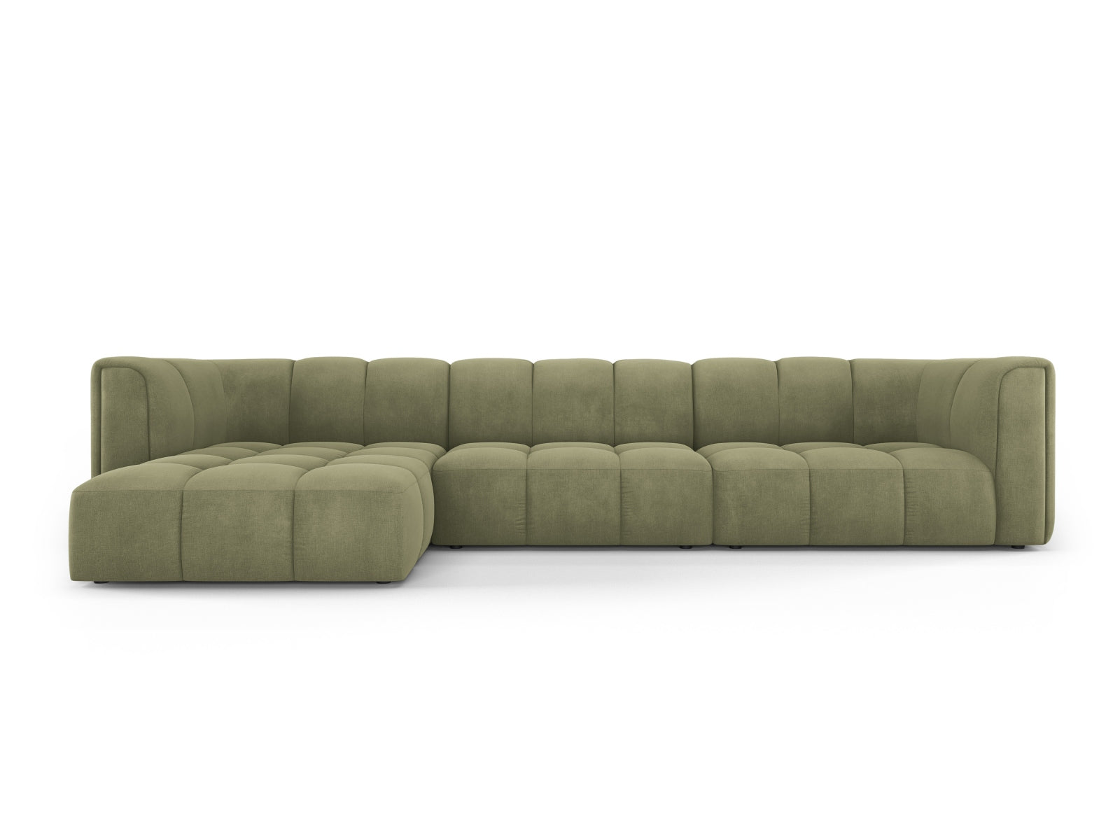 Elegantes 5-Sitzer Ecksofa Moritz in zartem Mintgrün, perfekt für moderne Wohnzimmer, erhältlich bei Cosmopolitan Design.