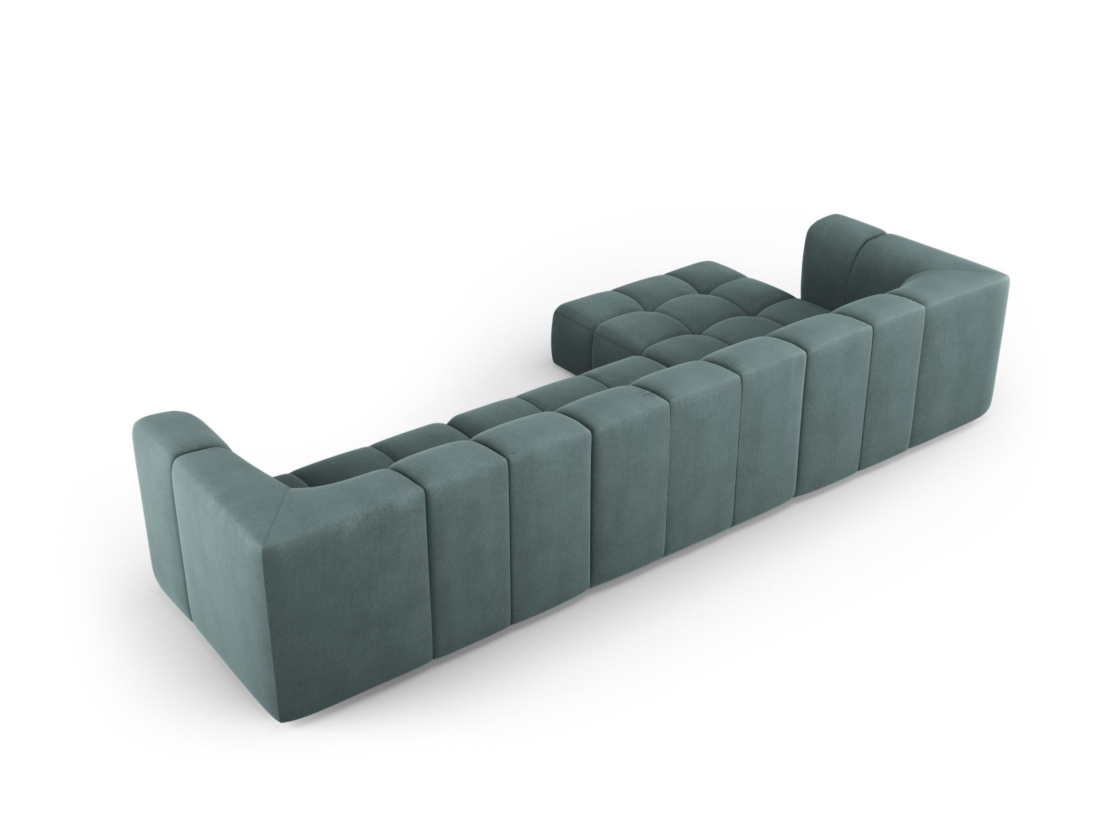 Elegantes 5-Sitzer Ecksofa Moritz in trendigem Sea Green, perfekt für stilvolle Wohnzimmer, erhältlich bei Cosmopolitan Design.