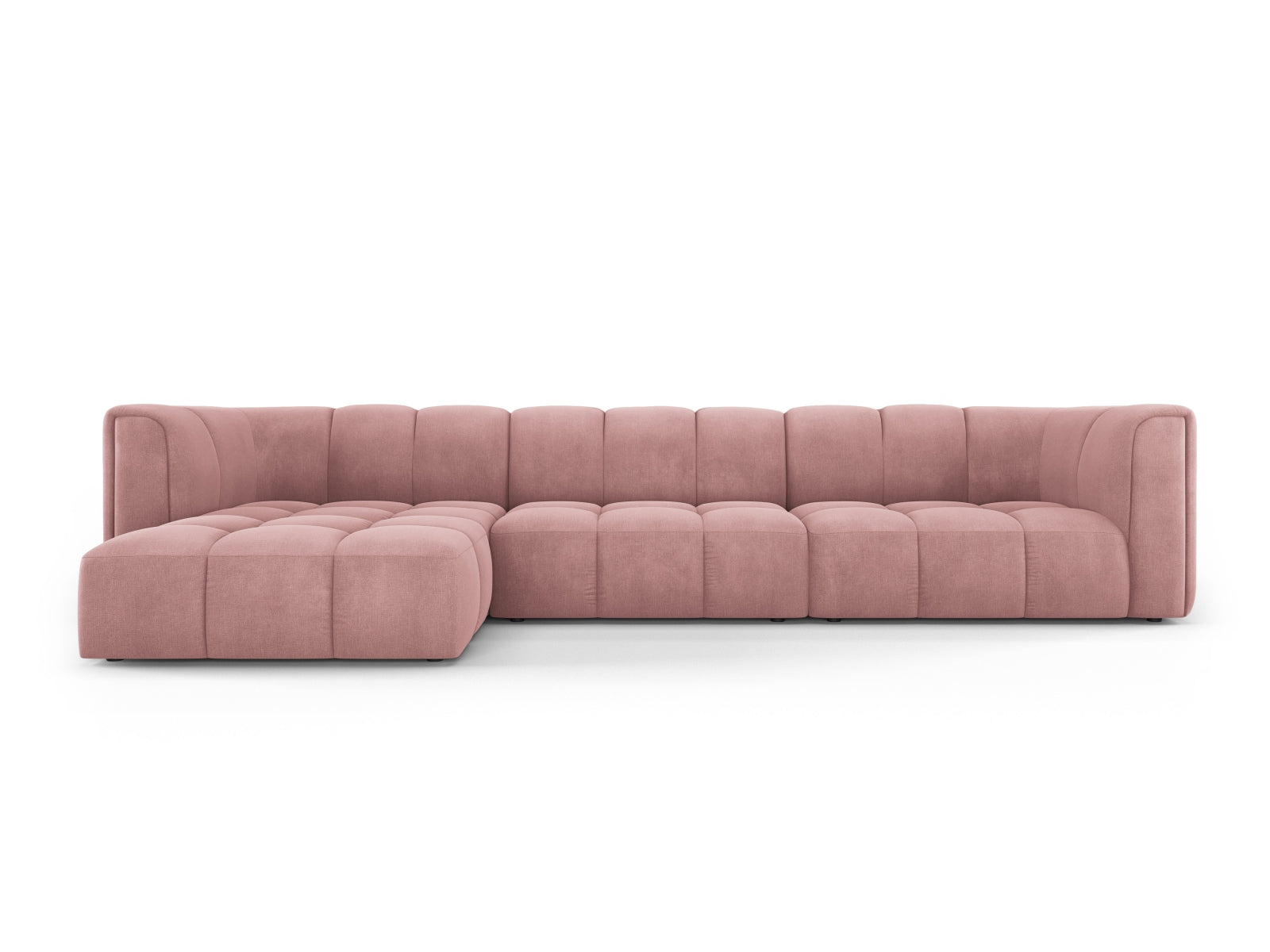 Stylisches 5-Sitzer Ecksofa Moritz in auffälligem Pink-Rebel, perfekt für entspannte Abende und stilvolle Einrichtungsideen.