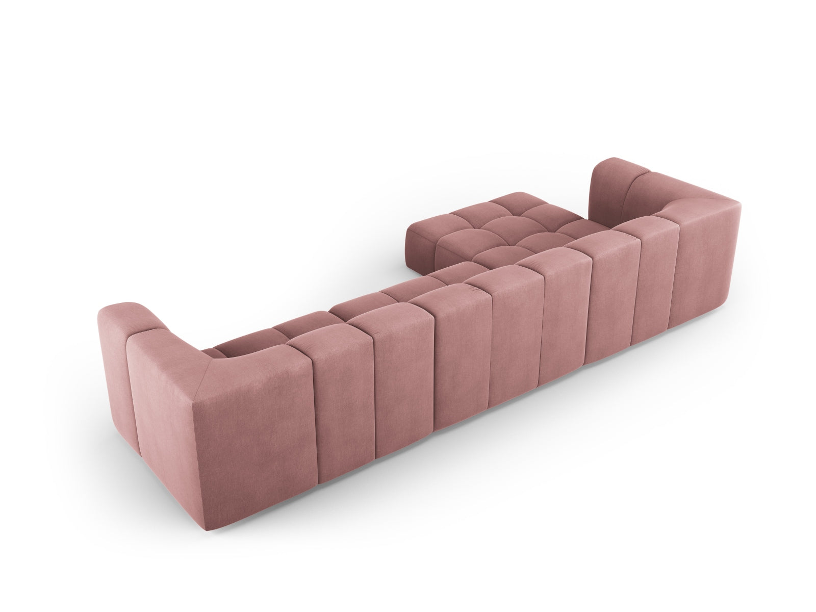 Stylisches 5-Sitzer Ecksofa Moritz in auffälligem Pink-Rebel, perfekt für entspannte Abende und trendbewusste Wohnräume.
