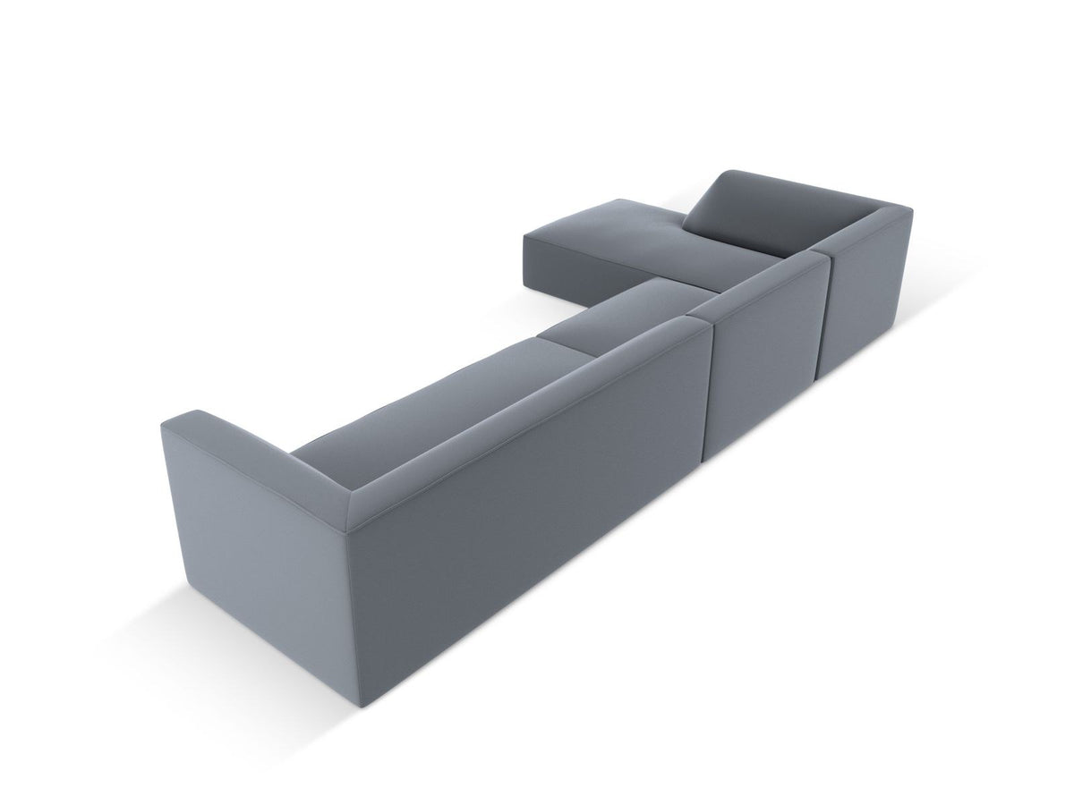 Modulares Ecksofa Siena in Light Beige mit lederähnlichem Bezugsstoff, schwarzen Kunststoffbeinen und moderner Eckform, 5-Sitzer, 180 cm Tiefe.