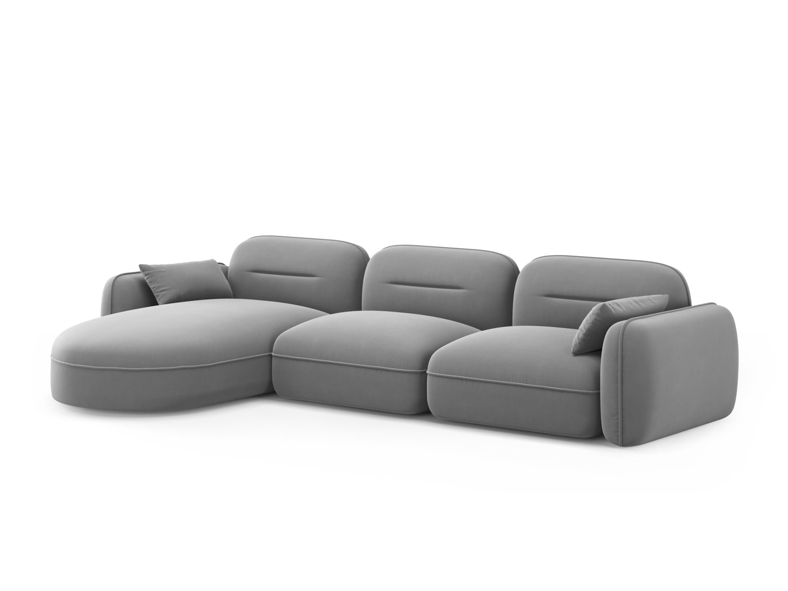 Sydney Velour Modular Ecksofa links 4 Sitzer in Light Grey präsentiert im Onlineshop von KAQTU Design AG. Ecksofa links ist von Cosmopolitan Design