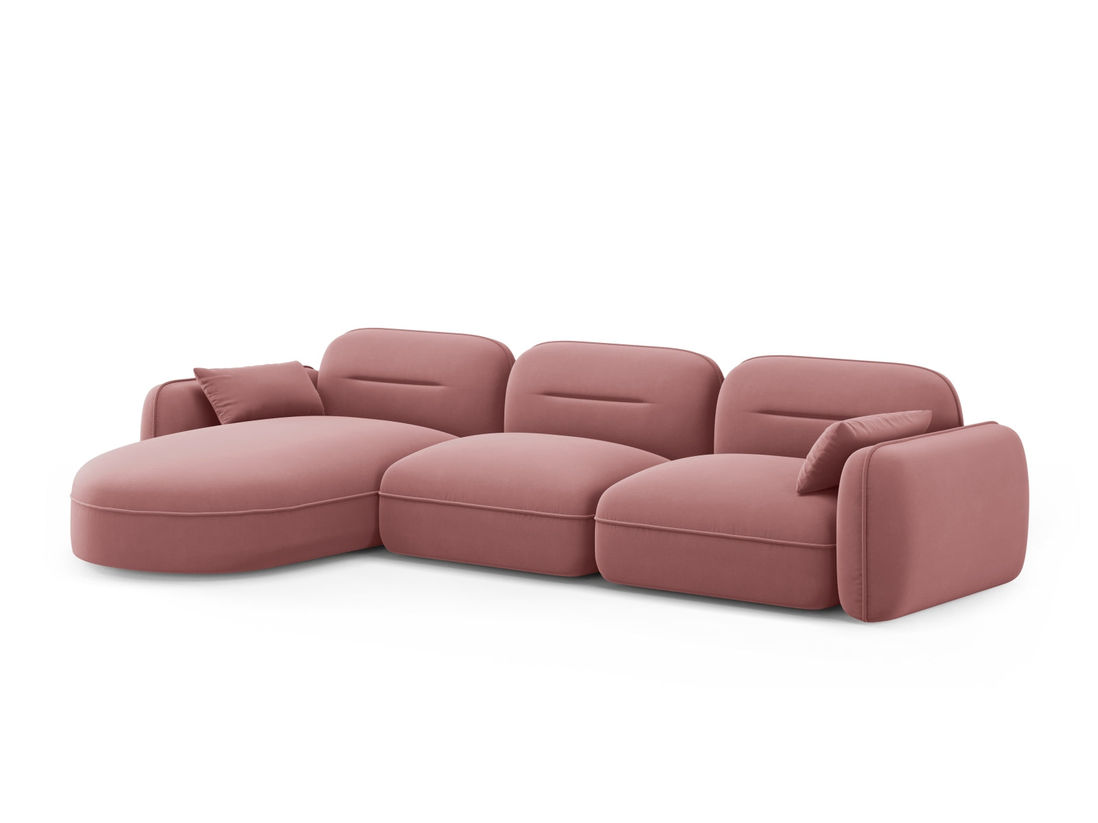 Sydney Velour Modular Ecksofa links 4 Sitzer in Flamingo präsentiert im Onlineshop von KAQTU Design AG. Ecksofa links ist von Cosmopolitan Design