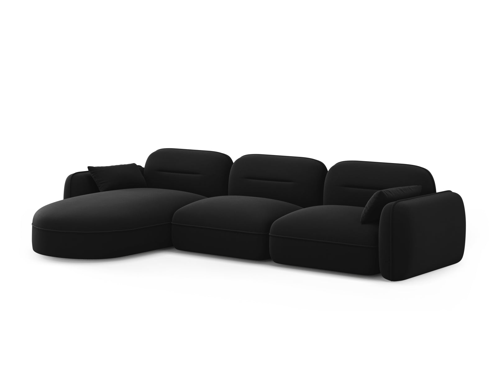 Sydney Velour Modular Ecksofa links 4 Sitzer in Black präsentiert im Onlineshop von KAQTU Design AG. Ecksofa links ist von Cosmopolitan Design