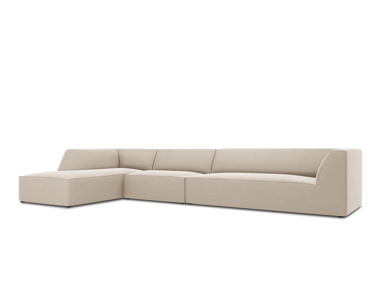 Oslo Velour Modular Ecksofa links 5 Sitzer in Beige präsentiert im Onlineshop von KAQTU Design AG. Ecksofa links ist von Cosmopolitan Design
