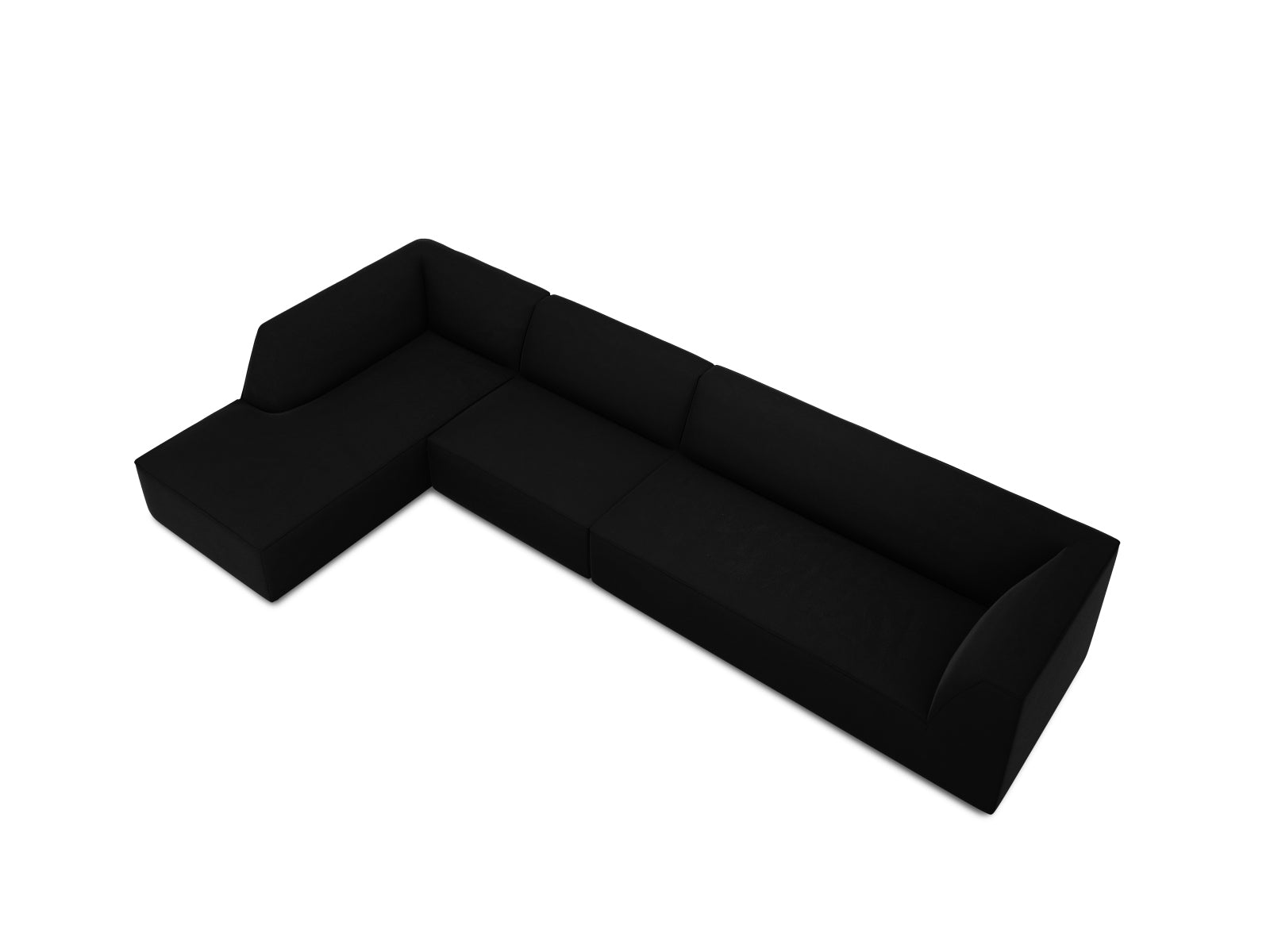 Oslo Velour Modular Ecksofa links 5 Sitzer in Black präsentiert im Onlineshop von KAQTU Design AG. Ecksofa links ist von Cosmopolitan Design