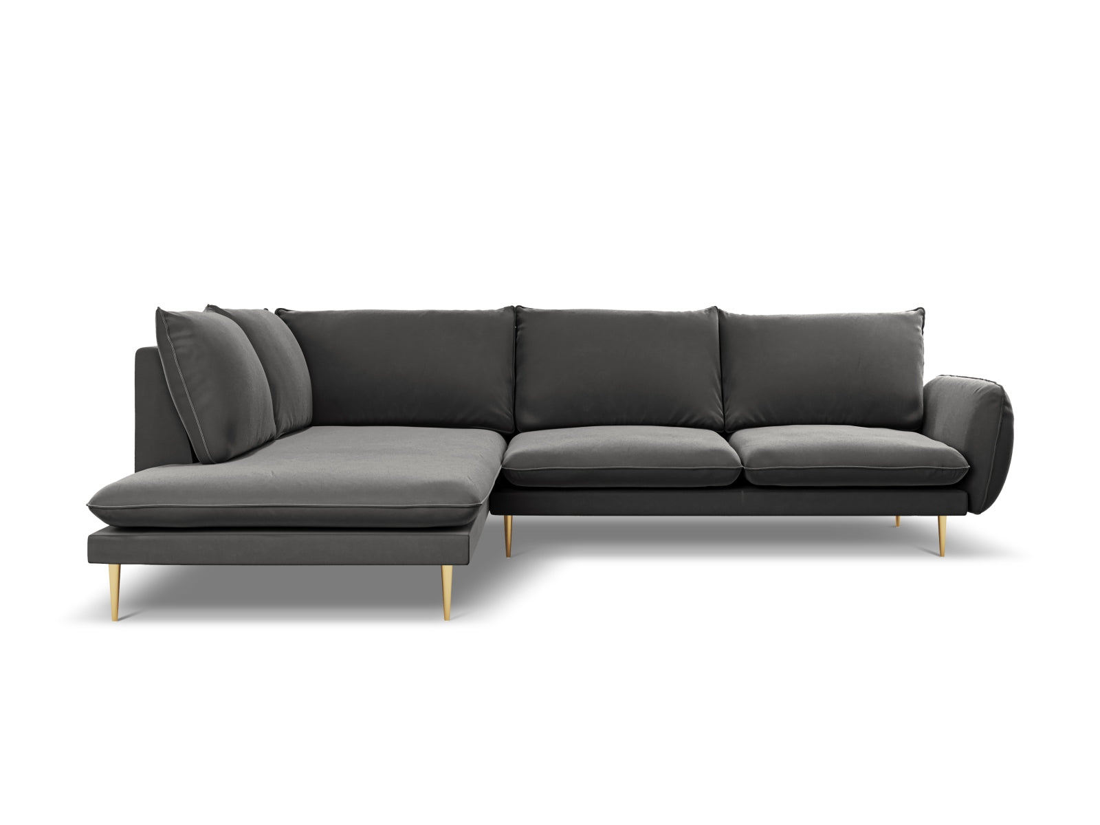 Entdecken Sie das elegante Vienna Velour Ecksofa links für 6 Personen. Stilvoll, komfortabel und ideal für Ihr Wohnzimmer – jetzt bei KAQTU!