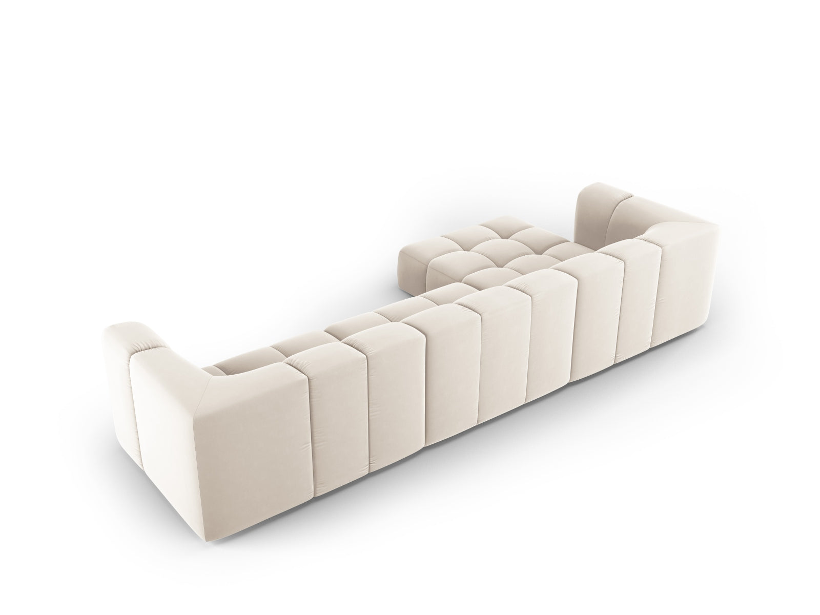 Elegantes 5-Sitzer Ecksofa Moritz in sanftem Beige, perfekt für entspannte Abende und stilvolle Einrichtungsideen.
