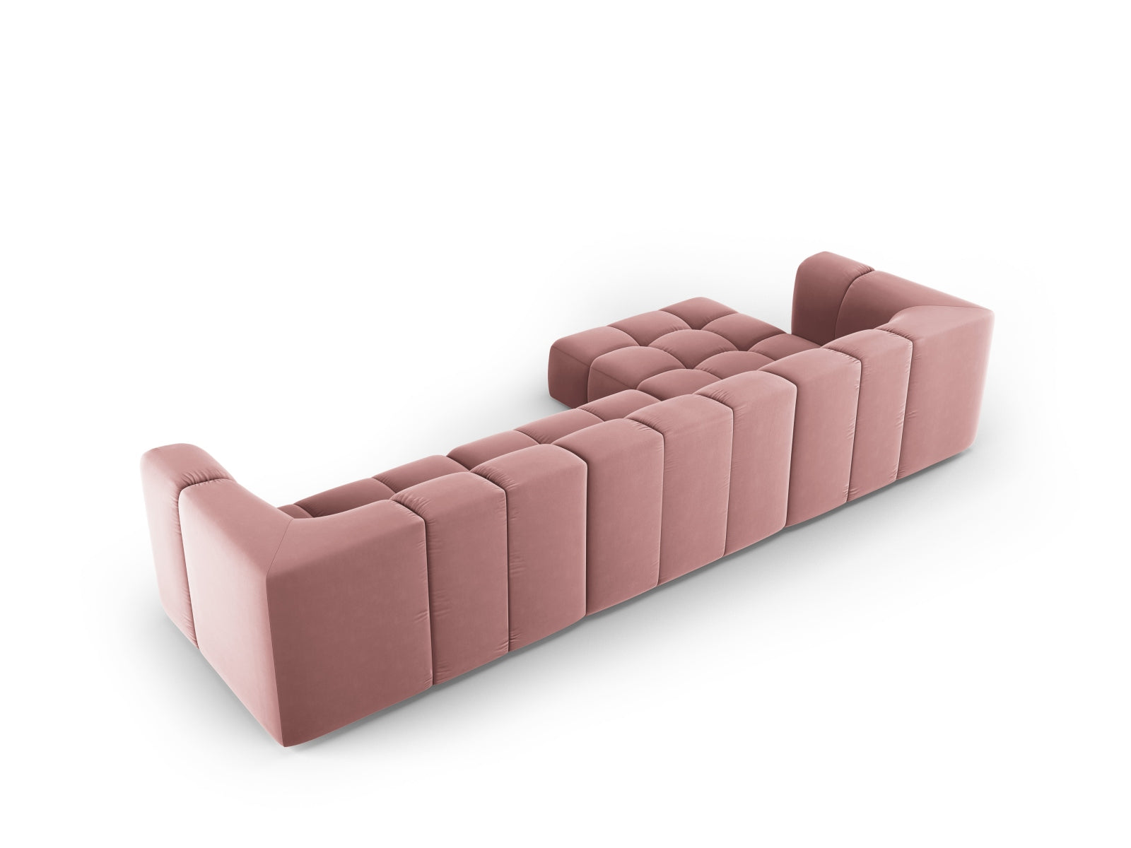 Elegantes 5-Sitzer Ecksofa Moritz in Pink-Bluvel, perfekt für stilvolle Wohnzimmer, angeboten von Cosmopolitan Design.