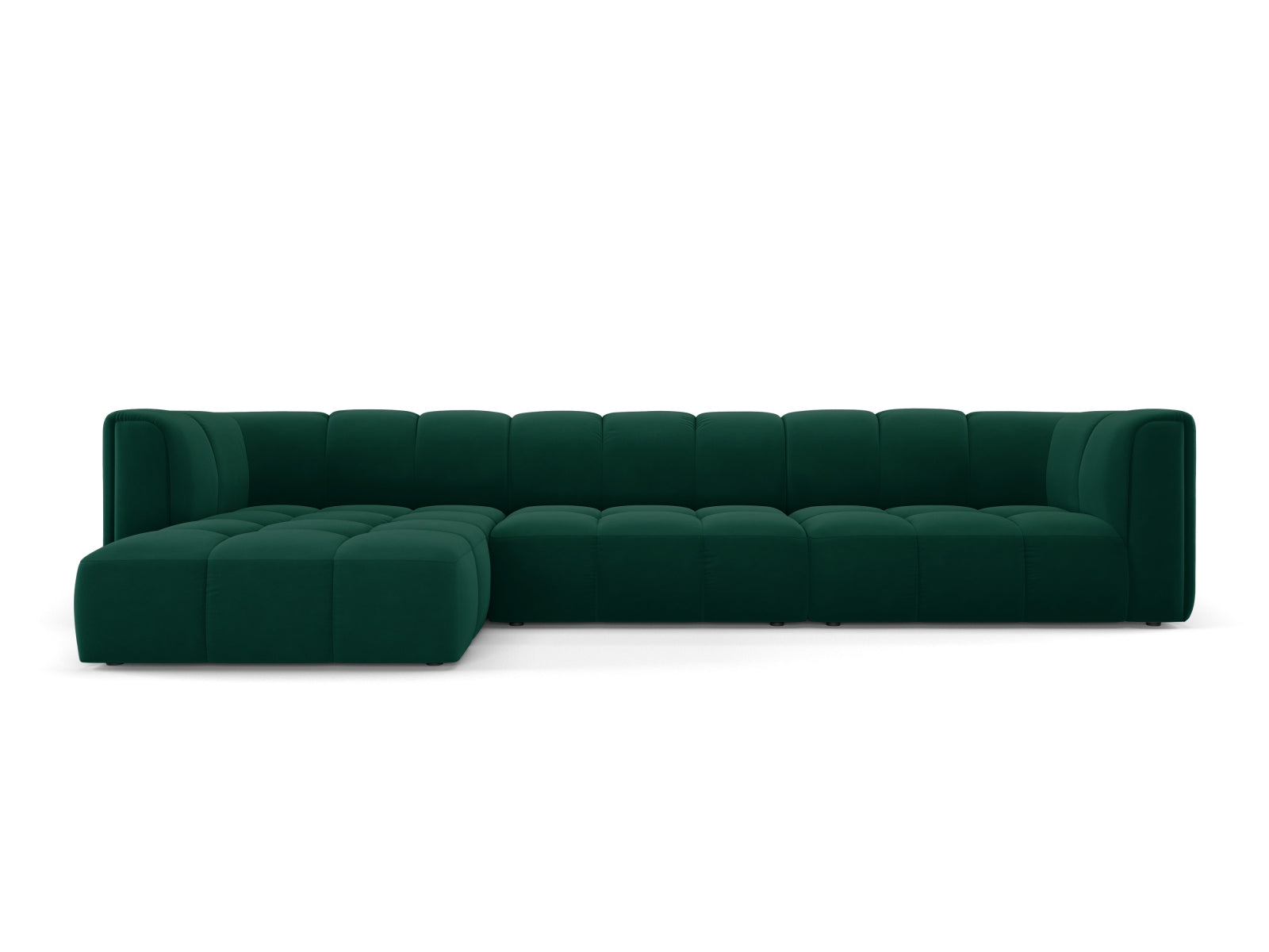 5-Sitzer Modular Ecksofa links Moritz in Bottle Green-Bluvel präsentiert im Onlineshop von KAQTU Design AG. Ecksofa links ist von Cosmopolitan Design