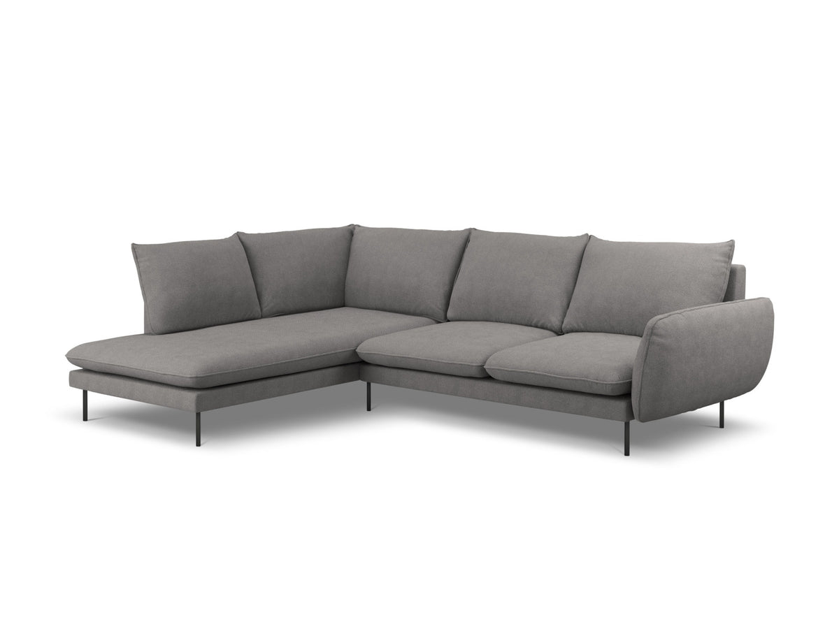 Vienna Ecksofa links 6 Sitzer 185cm in Dark Grey/Schwarz-Positano präsentiert im Onlineshop von KAQTU Design AG. Ecksofa links ist von Cosmopolitan Design