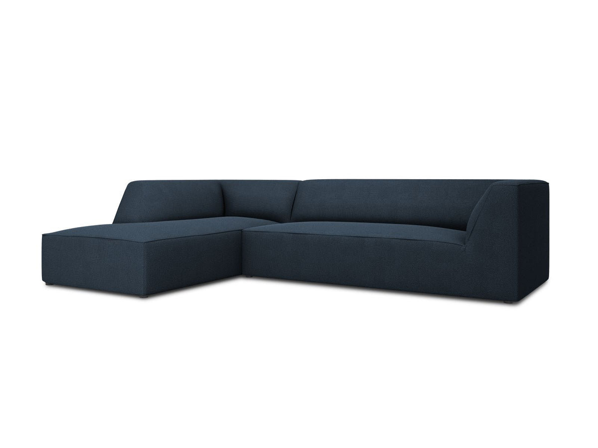 Modulares Ecksofa Siena links, 4-Sitzer, Light Beige-Scala Stoff, Massivholzrahmen, schwarze Kunststoffbeine, Sitzhöhe 40 cm.