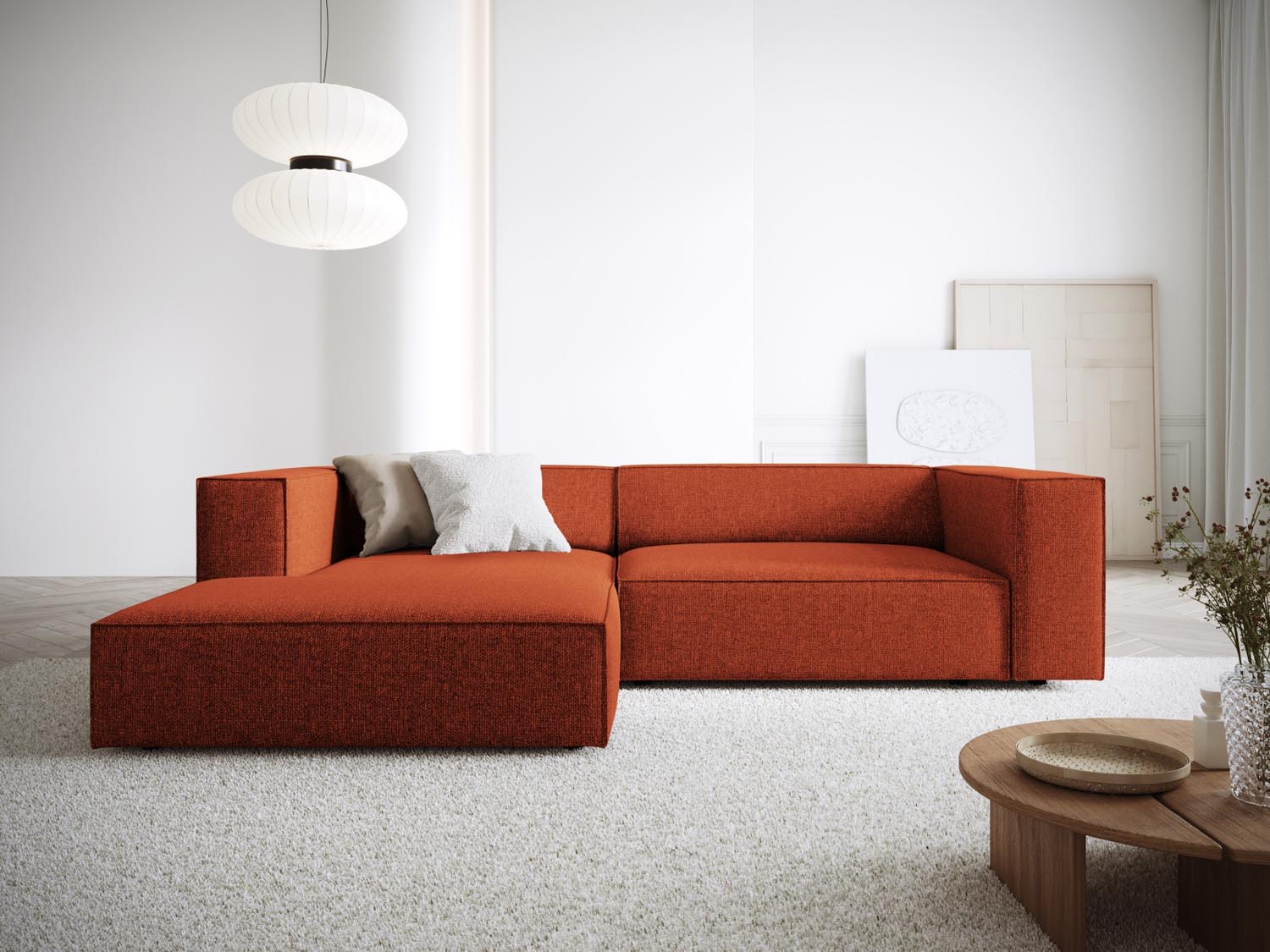 Arendal Ecksofa links 3 Sitzer in Terracotta präsentiert im Onlineshop von KAQTU Design AG. Ecksofa links ist von Cosmopolitan Design