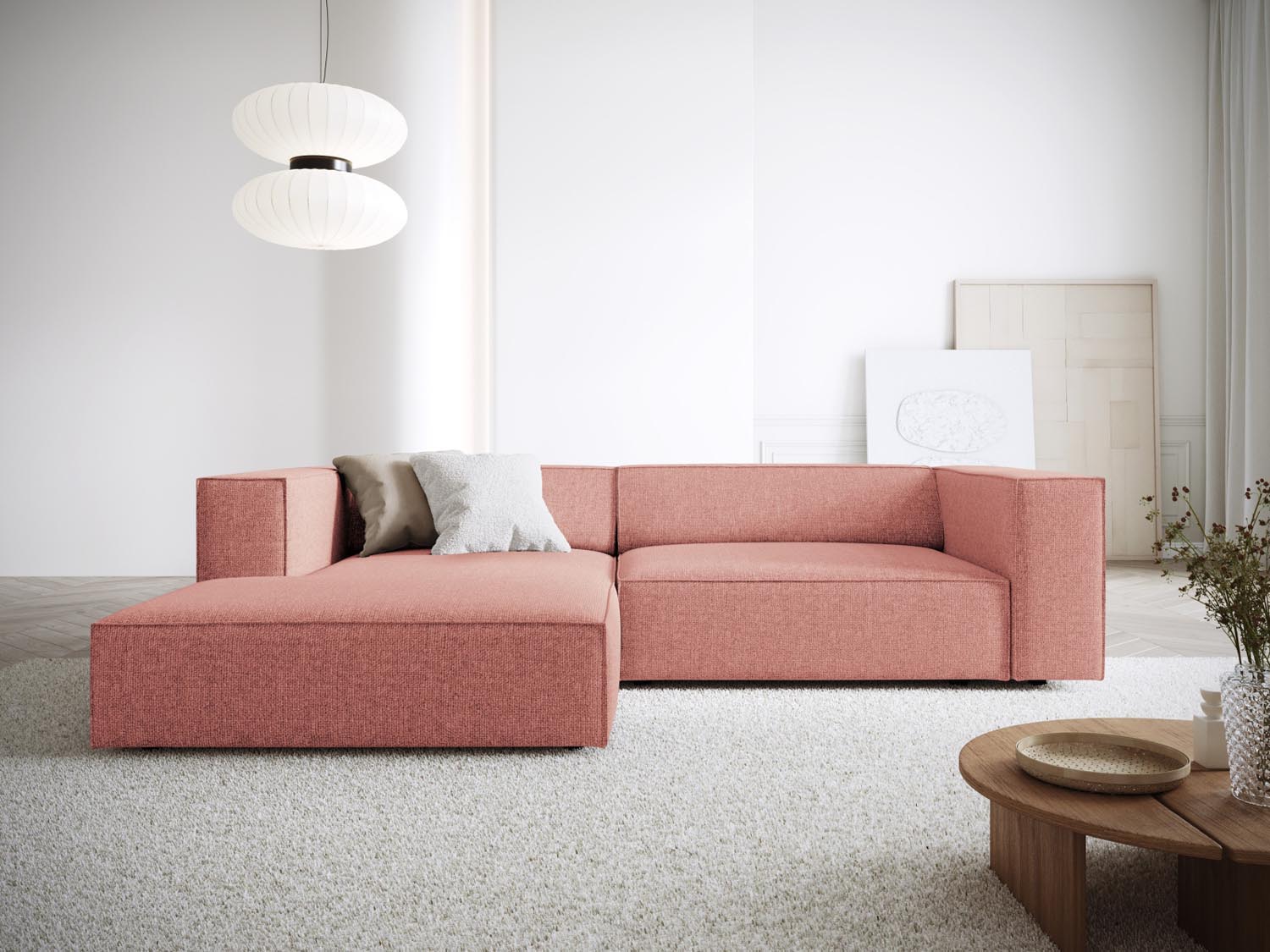 Arendal Ecksofa links 3 Sitzer in Pink präsentiert im Onlineshop von KAQTU Design AG. Ecksofa links ist von Cosmopolitan Design