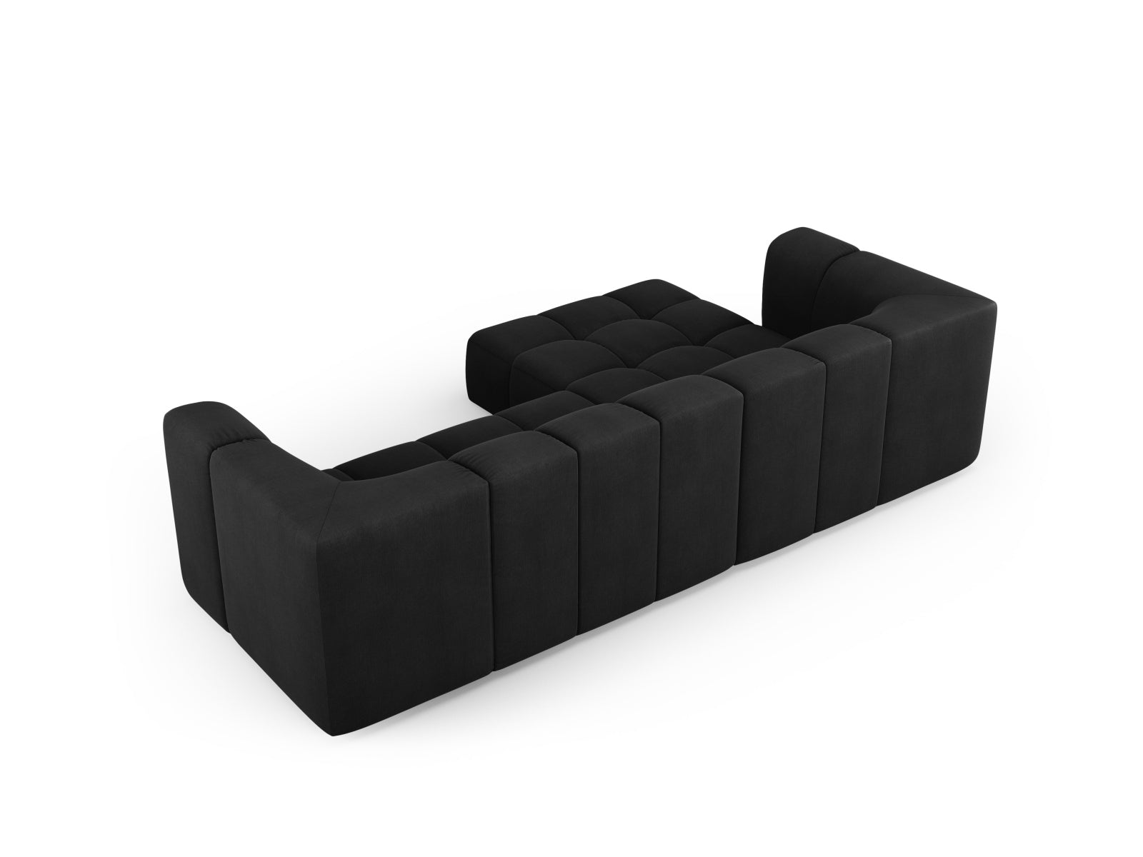 Elegantes, modulares 3-Sitzer Ecksofa Moritz in Black-Rebel, perfekt für stilvolle Wohnzimmer und gemütliche Entspannung.