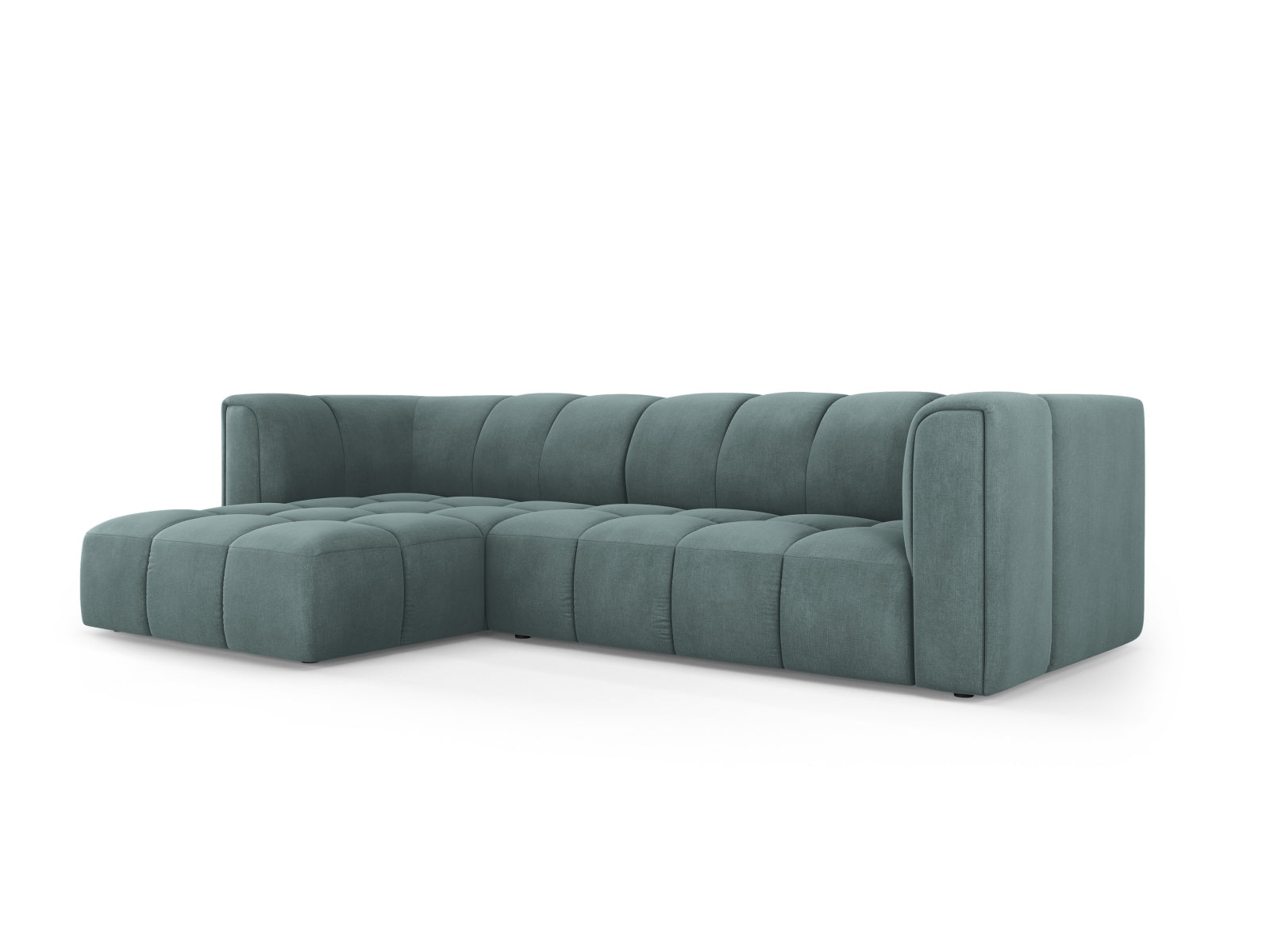 Modulares 3-Sitzer Ecksofa Moritz in stilvollem Sea Green-Rebel, ideal für moderne Wohnräume, präsentiert von Cosmopolitan Design.