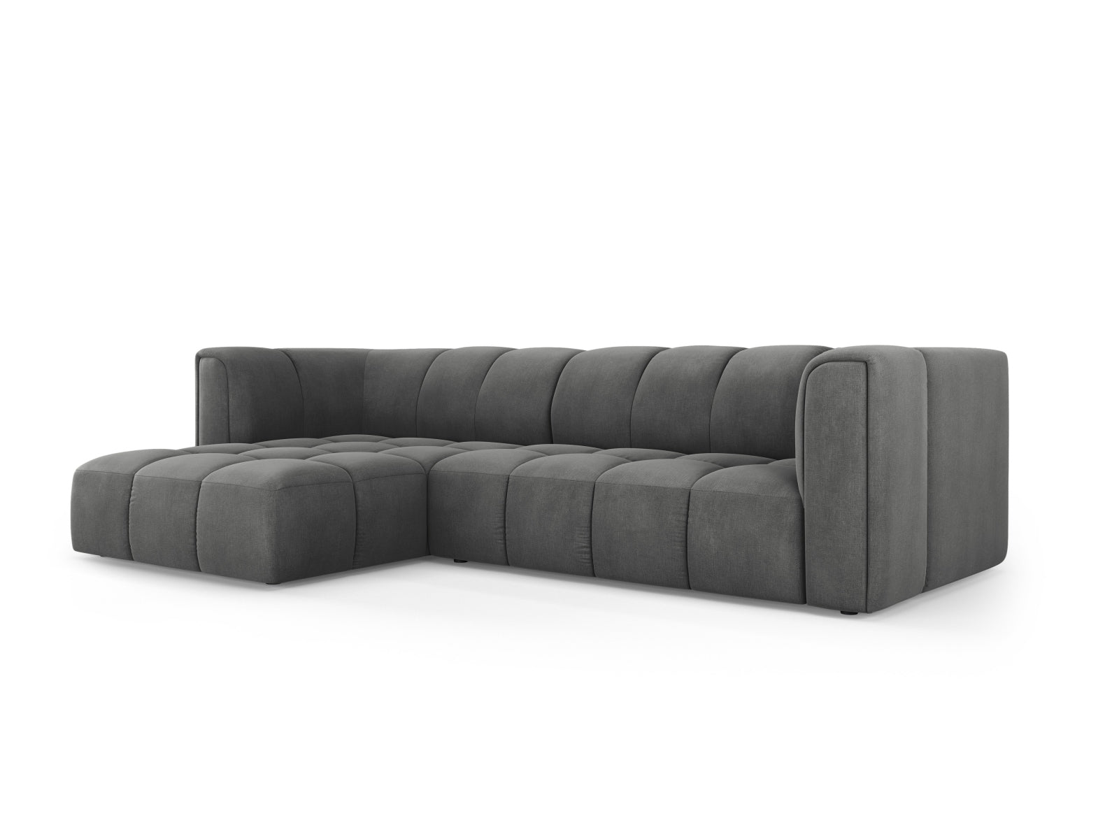 Modulares 3-Sitzer Ecksofa Moritz in elegantem Dunkelgrau, ideal für stilvolle Wohnräume, präsentiert von Cosmopolitan Design.