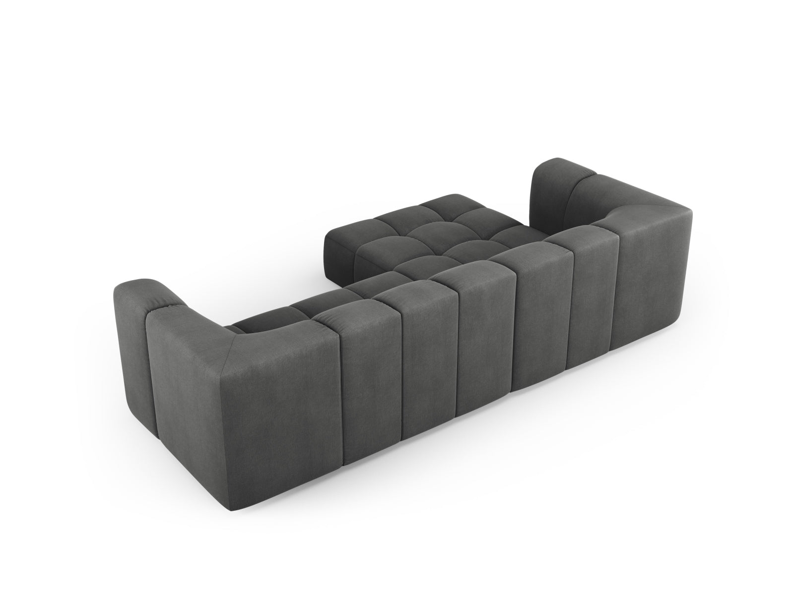 Modernes 3-Sitzer Ecksofa Moritz in stilvollem Dunkelgrau, perfekt für gemütliche Wohnzimmer, erhältlich bei Cosmopolitan Design.