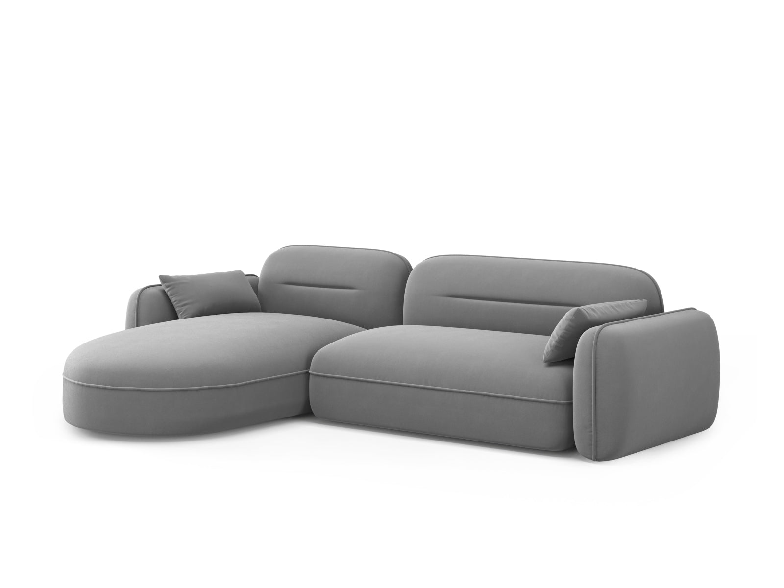 Sydney Velour Modular Ecksofa links 4 Sitzer in Light Grey präsentiert im Onlineshop von KAQTU Design AG. Ecksofa links ist von Cosmopolitan Design
