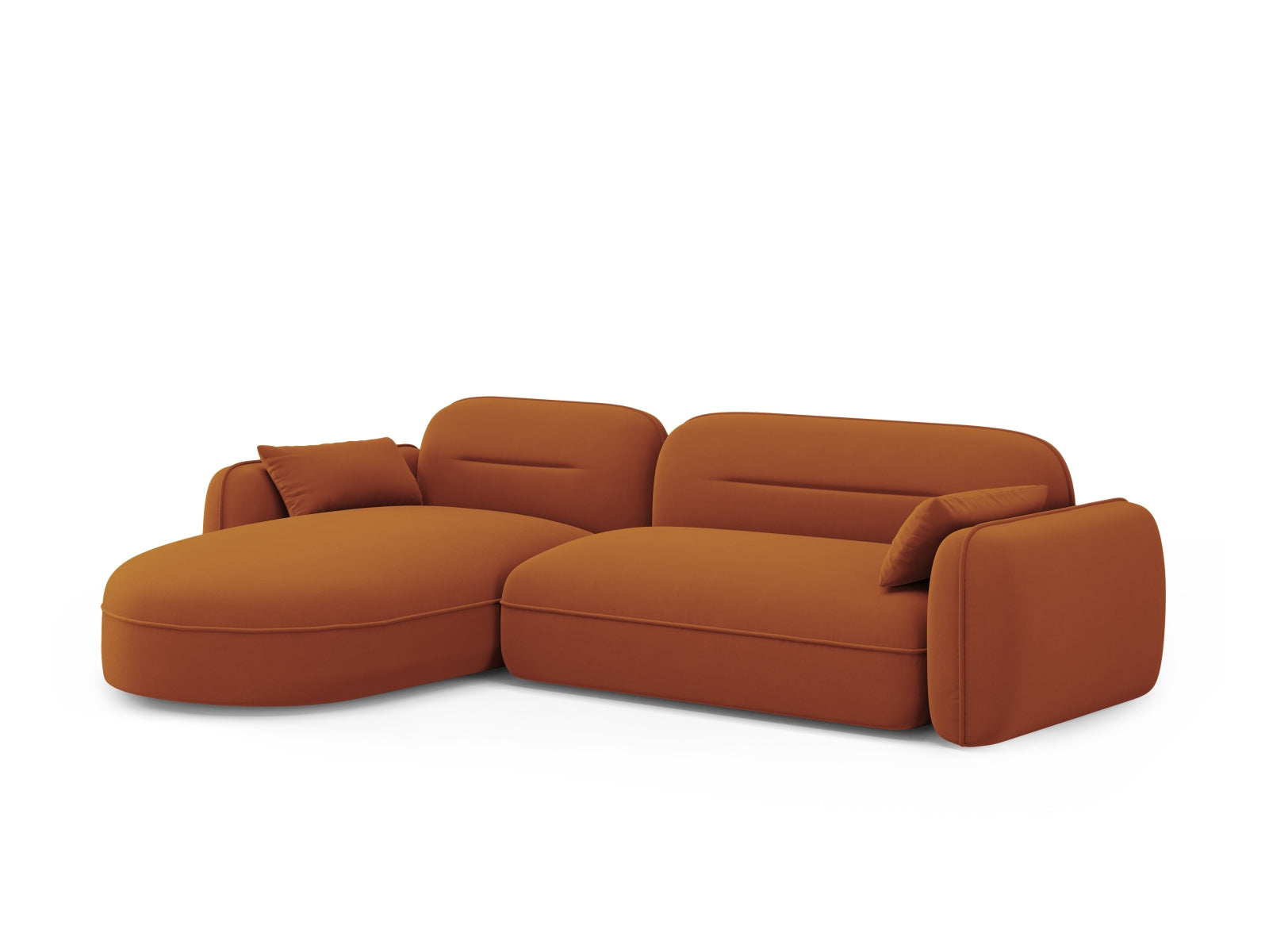 Sydney Velour Modular Ecksofa links 4 Sitzer in Terracotta präsentiert im Onlineshop von KAQTU Design AG. Ecksofa links ist von Cosmopolitan Design