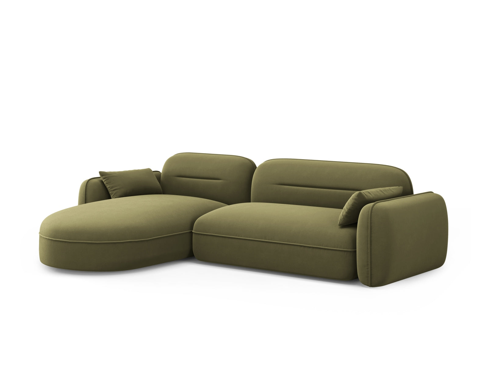 Sydney Velour Modular Ecksofa links 4 Sitzer in Light Green präsentiert im Onlineshop von KAQTU Design AG. Ecksofa links ist von Cosmopolitan Design